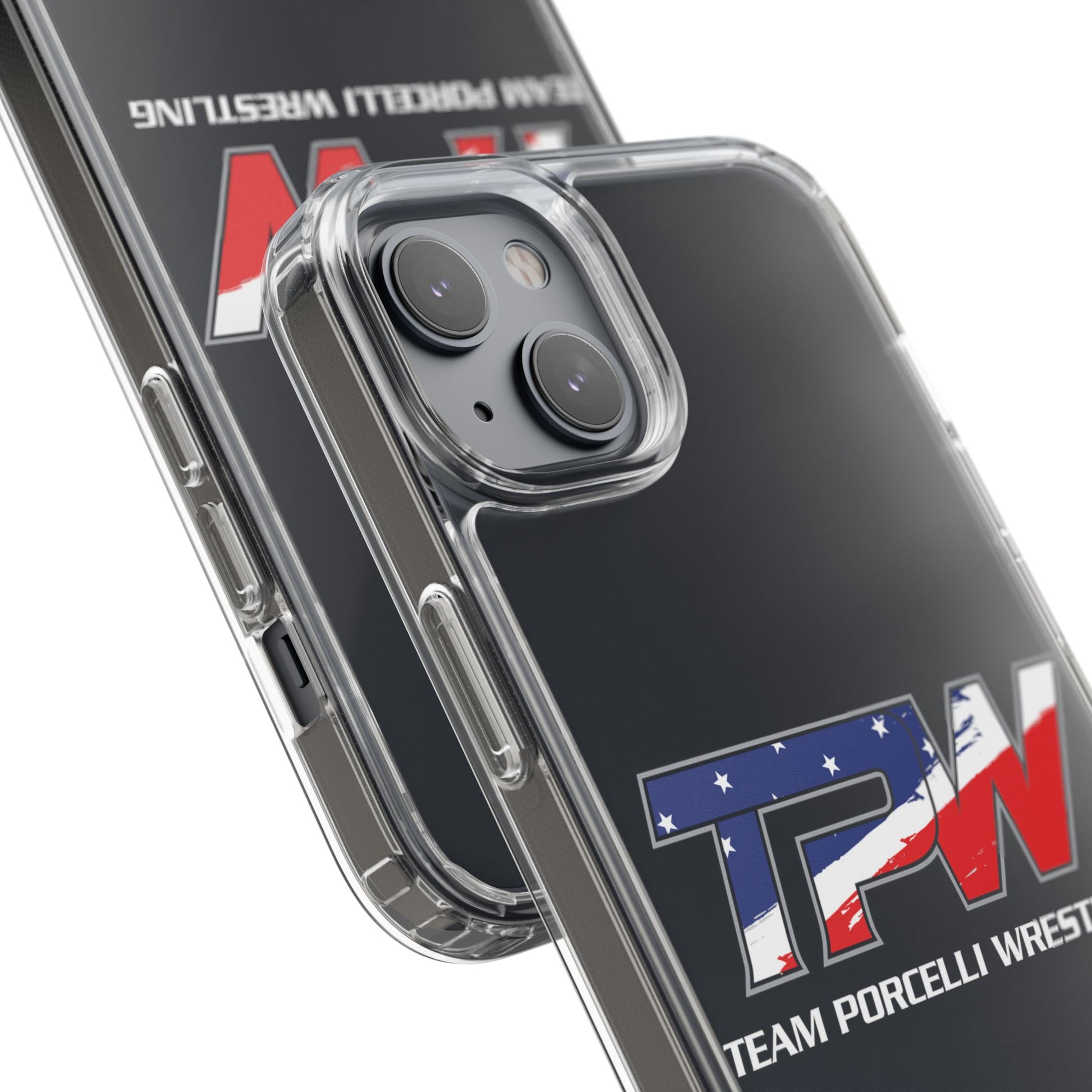 Team Porcelli Wrestling Clear Phone Case — TPN Logo with American Flag Accent