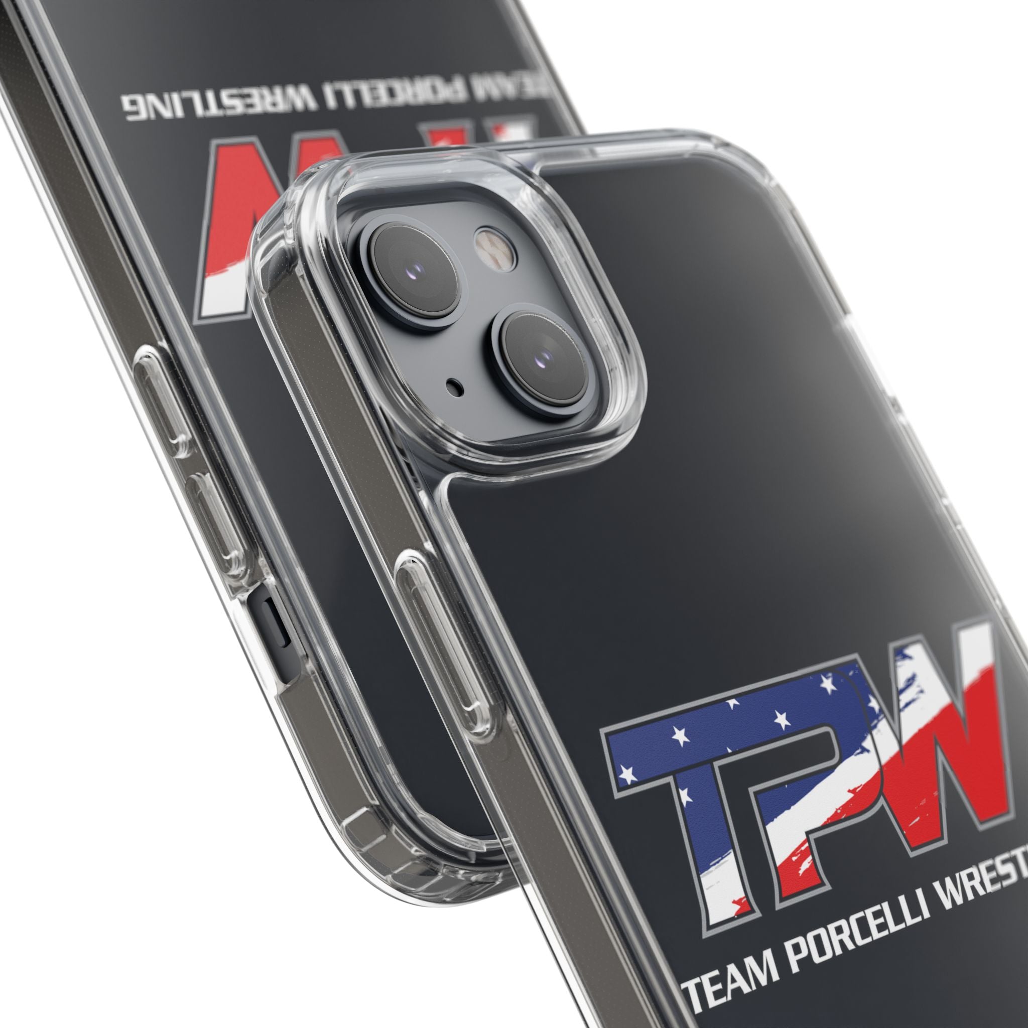 Team Porcelli Wrestling Clear Phone Case — TPN Logo with American Flag Accent