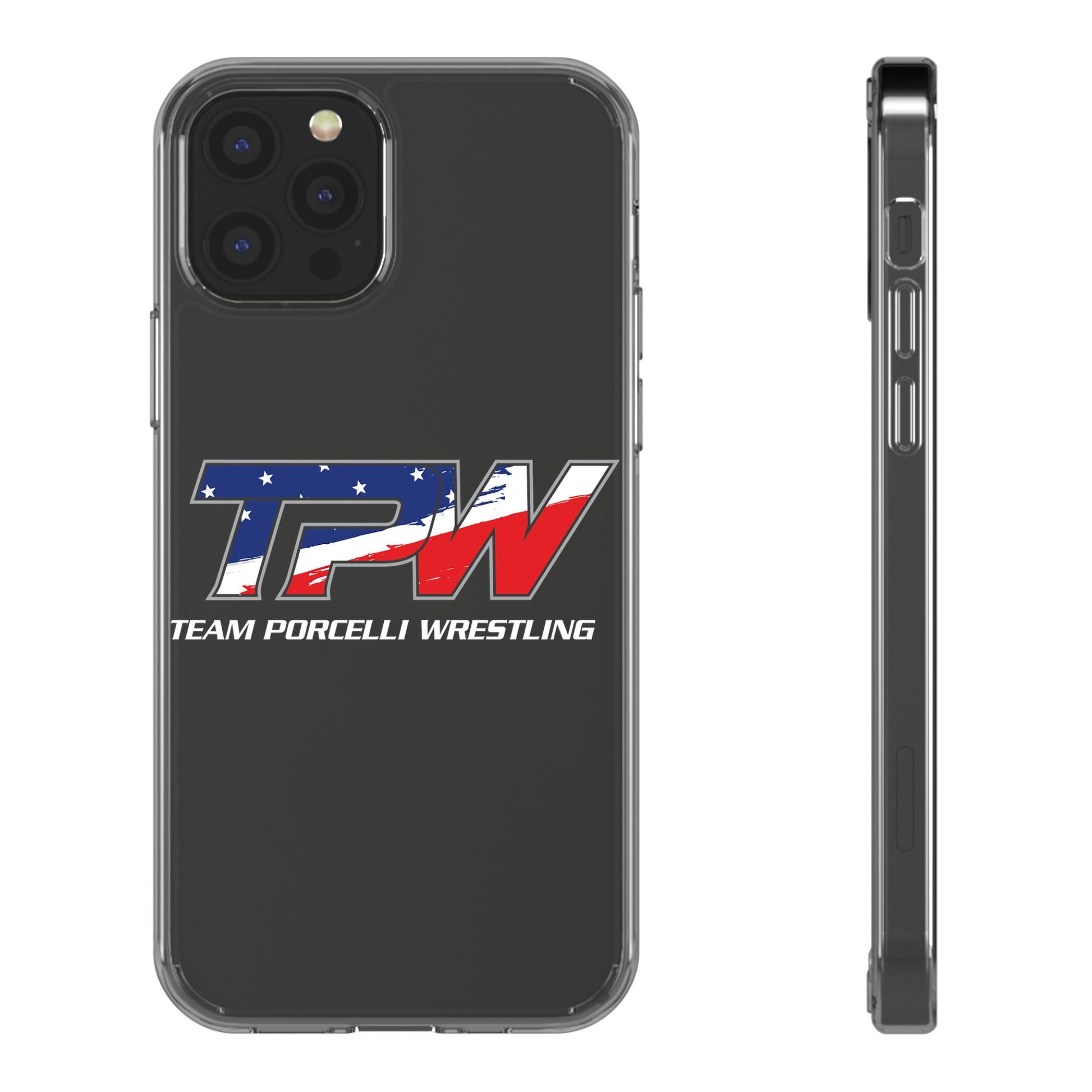 Team Porcelli Wrestling Clear Phone Case — TPN Logo with American Flag Accent