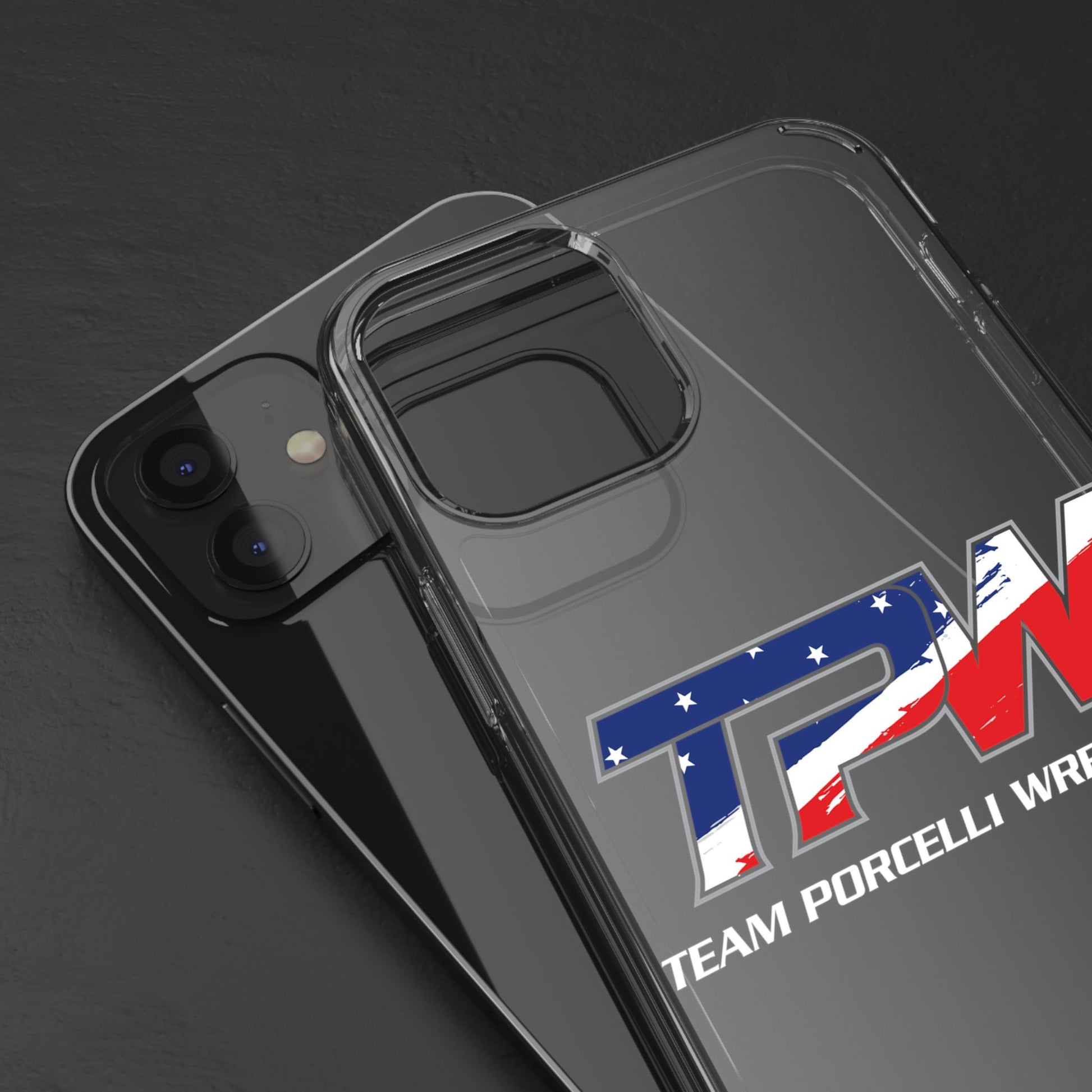 Team Porcelli Wrestling Clear Phone Case — TPN Logo with American Flag Accent