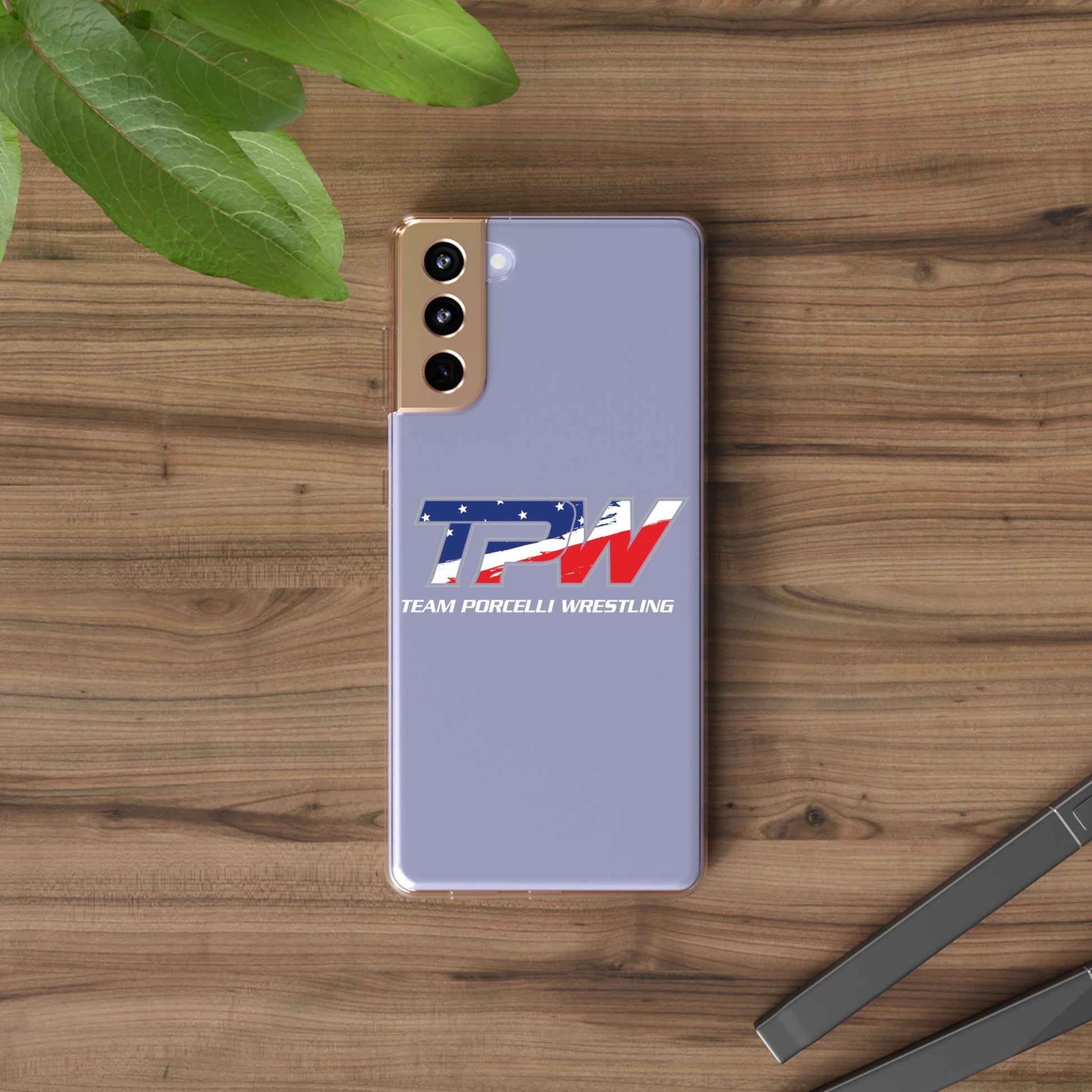 Team Porcelli Wrestling Clear Phone Case — TPN Logo with American Flag Accent