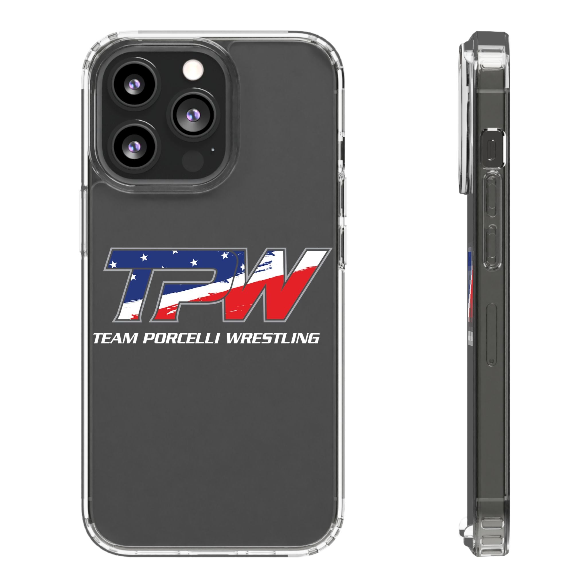 Team Porcelli Wrestling Clear Phone Case — TPN Logo with American Flag Accent