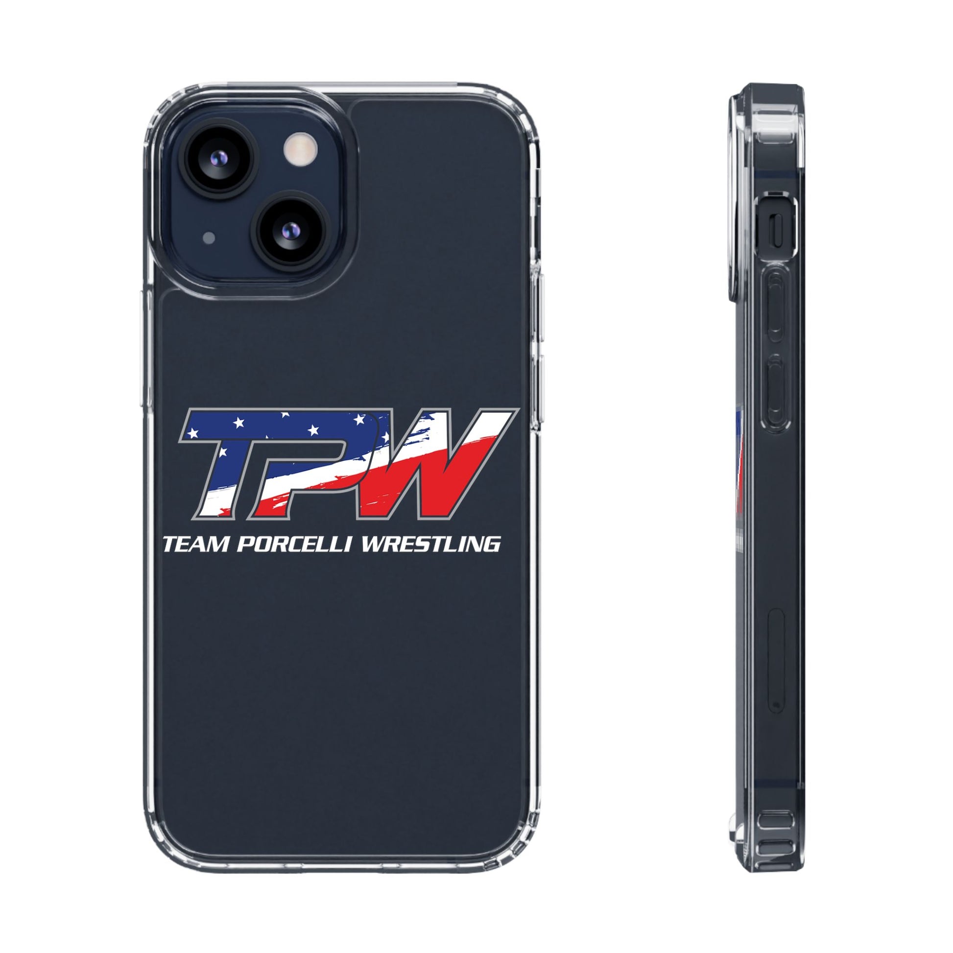 Team Porcelli Wrestling Clear Phone Case — TPN Logo with American Flag Accent