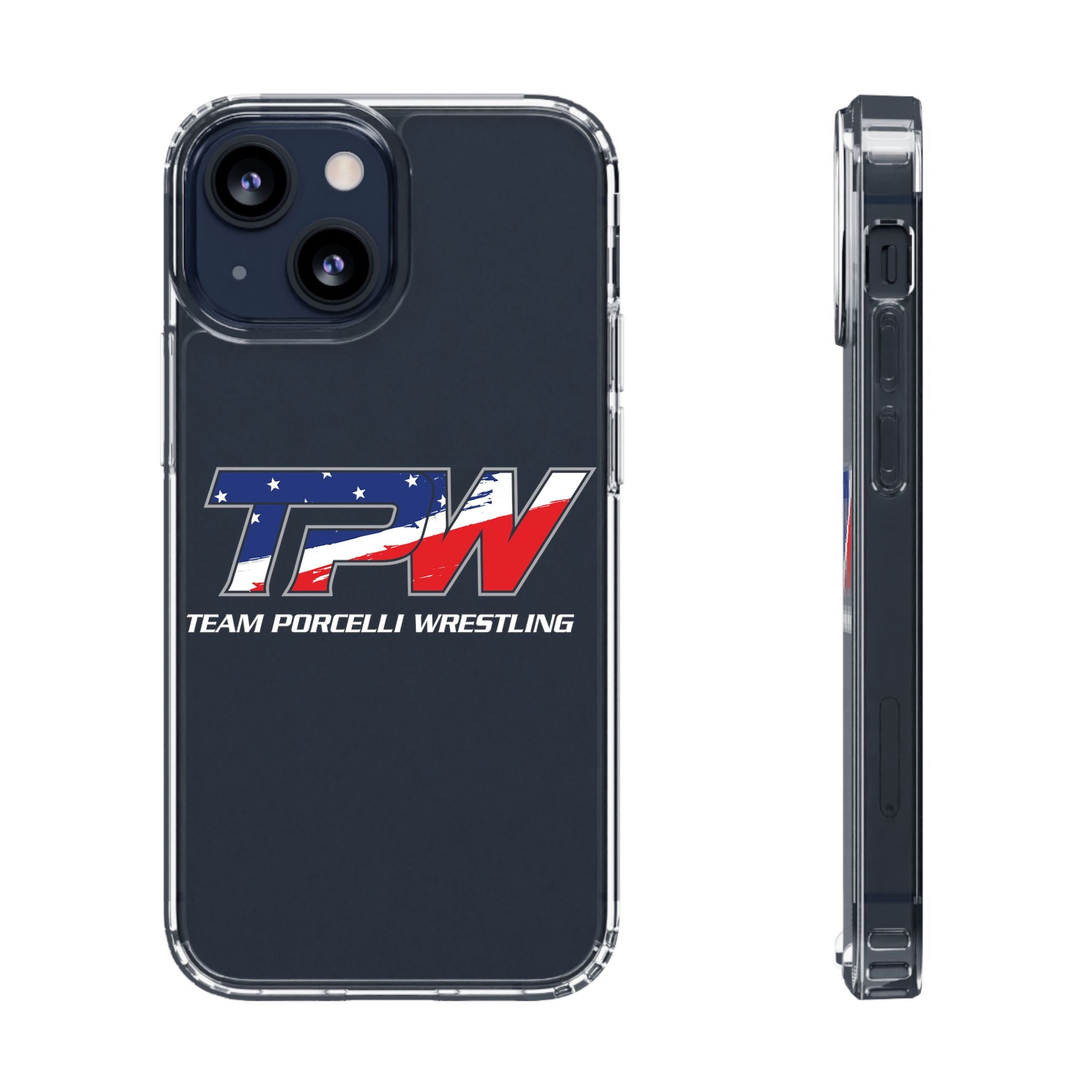 Team Porcelli Wrestling Clear Phone Case — TPN Logo with American Flag Accent