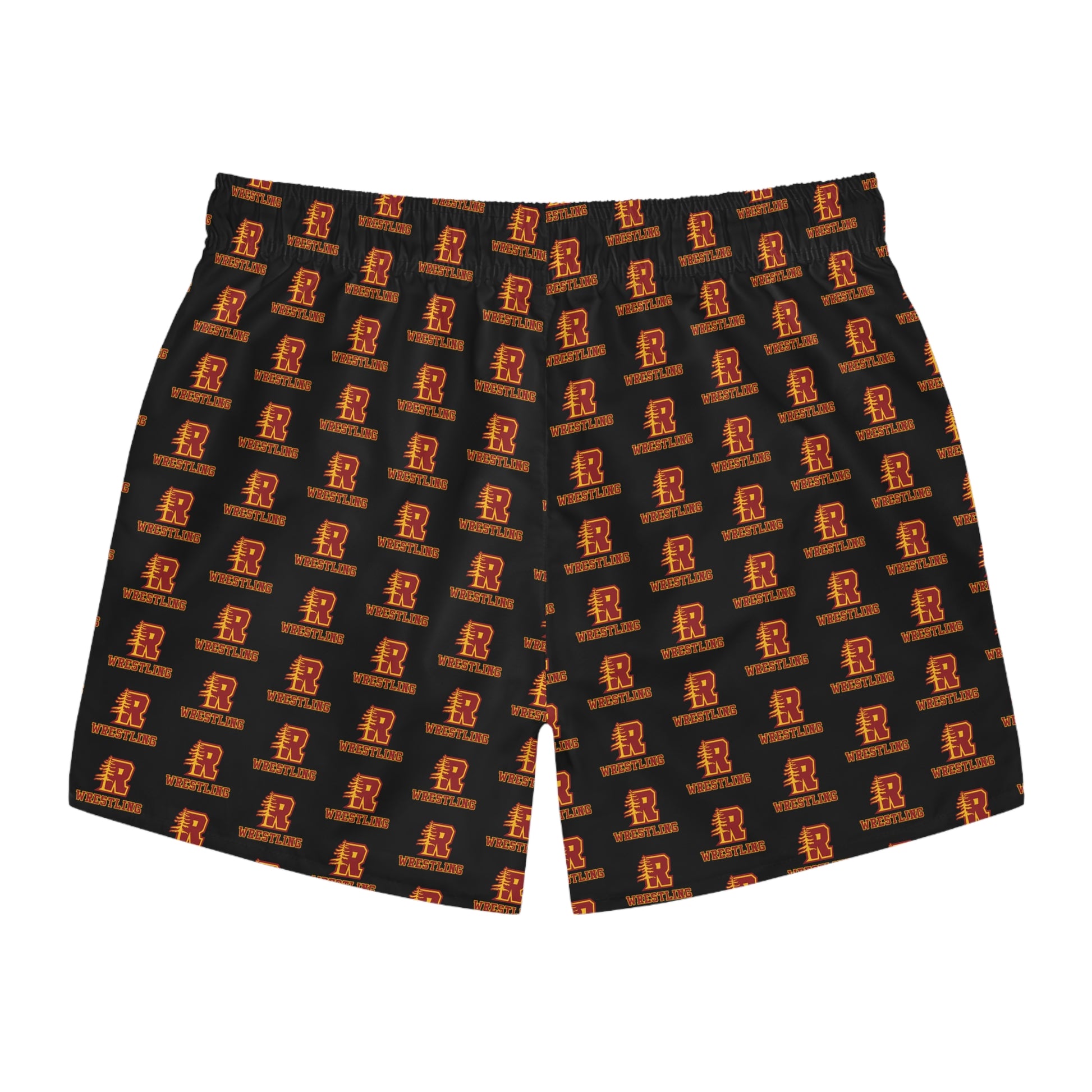 Redwoods Swim Trunks — All-Over Print Vintage Letterman Beach Shorts
