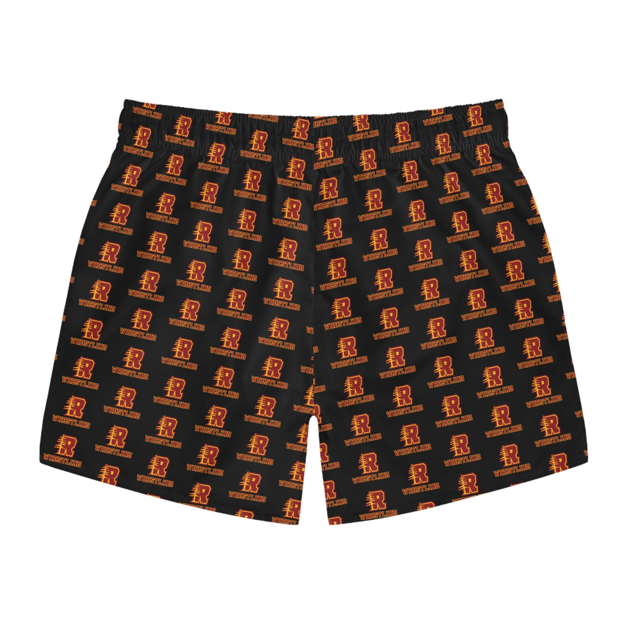 Redwoods Swim Trunks — All-Over Print Vintage Letterman Beach Shorts