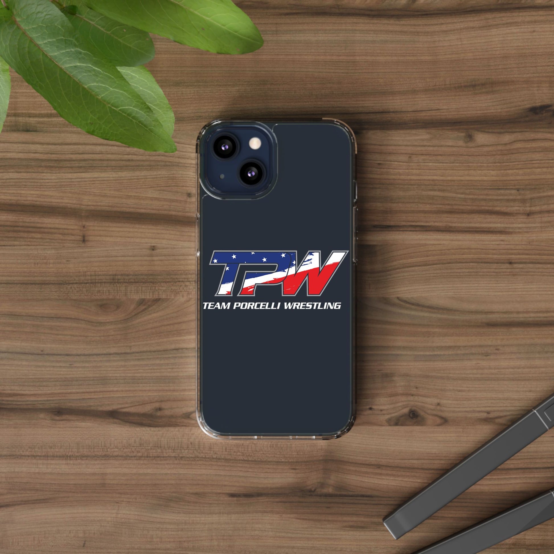 Team Porcelli Wrestling Clear Phone Case — TPN Logo with American Flag Accent