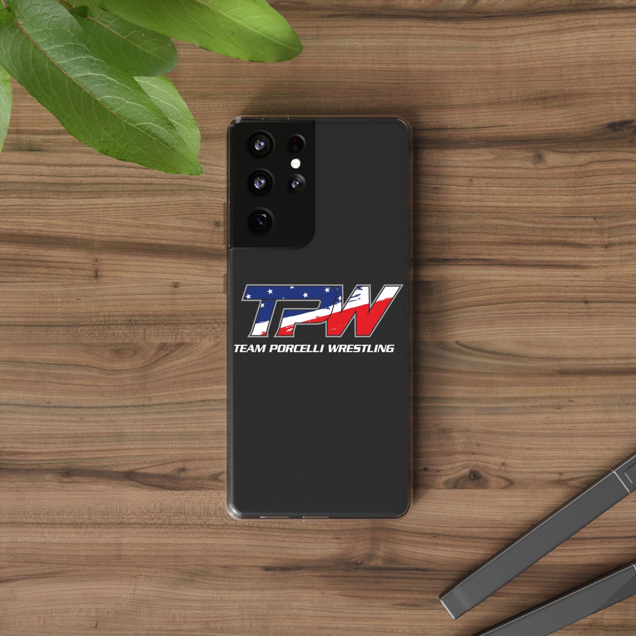 Team Porcelli Wrestling Clear Phone Case — TPN Logo with American Flag Accent