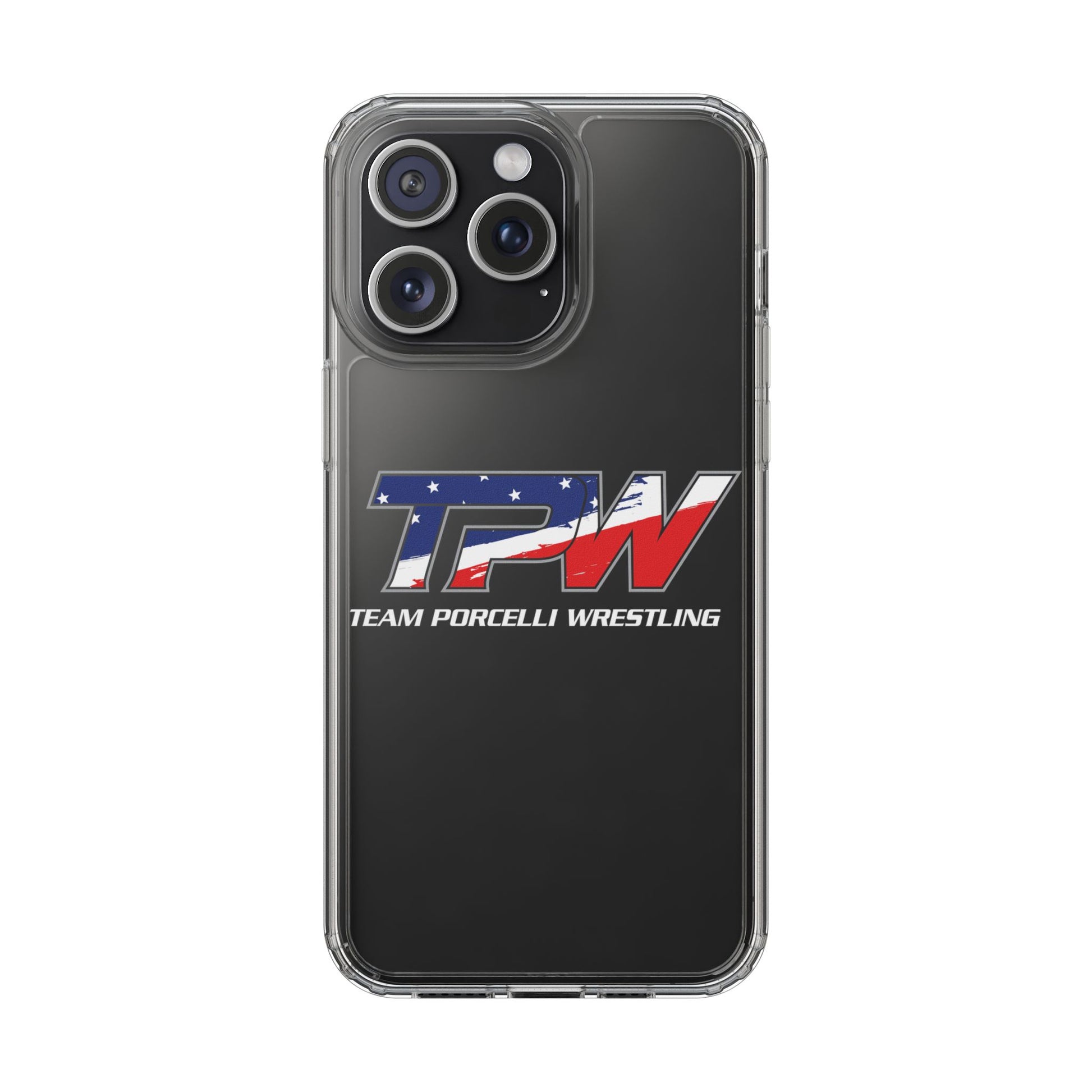 Team Porcelli Wrestling Clear Phone Case — TPN Logo with American Flag Accent