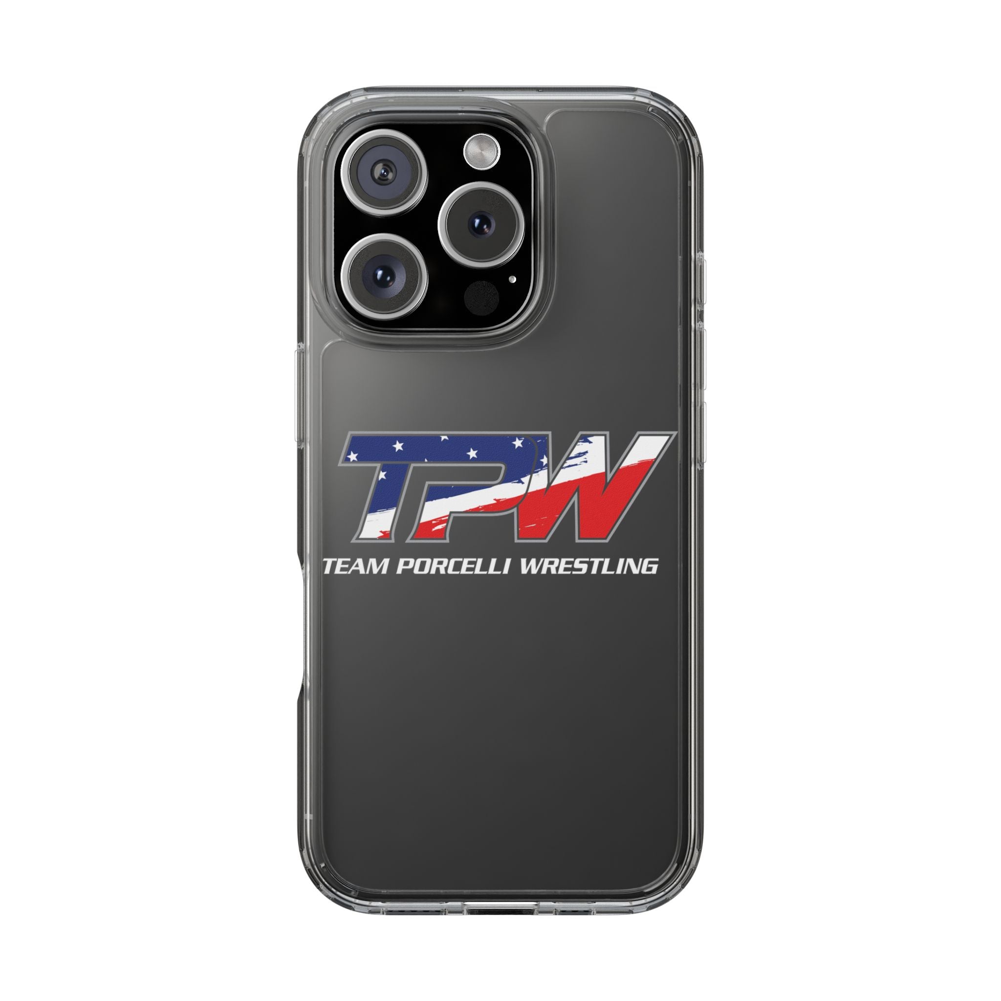 Team Porcelli Wrestling Clear Phone Case — TPN Logo with American Flag Accent