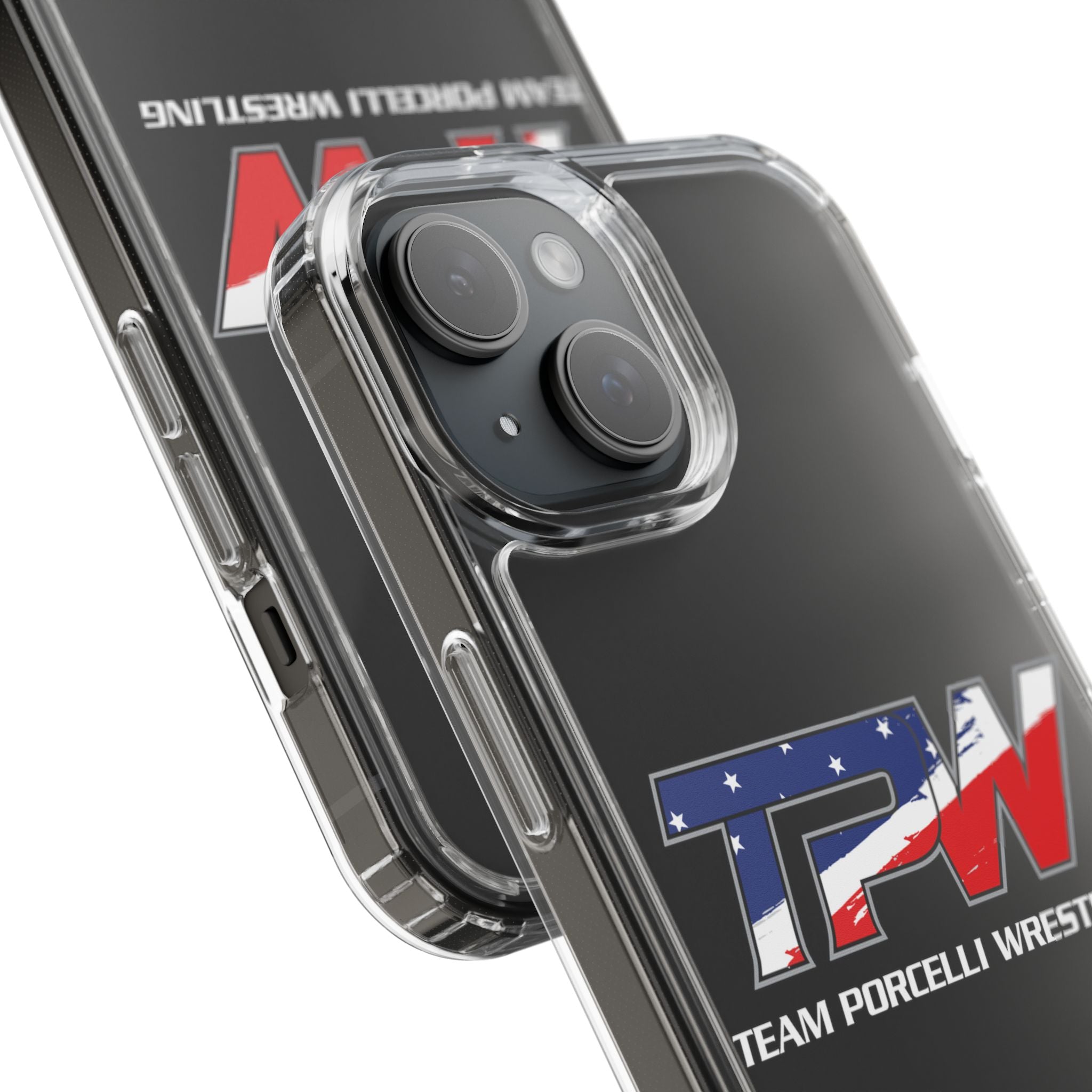 Team Porcelli Wrestling Clear Phone Case — TPN Logo with American Flag Accent