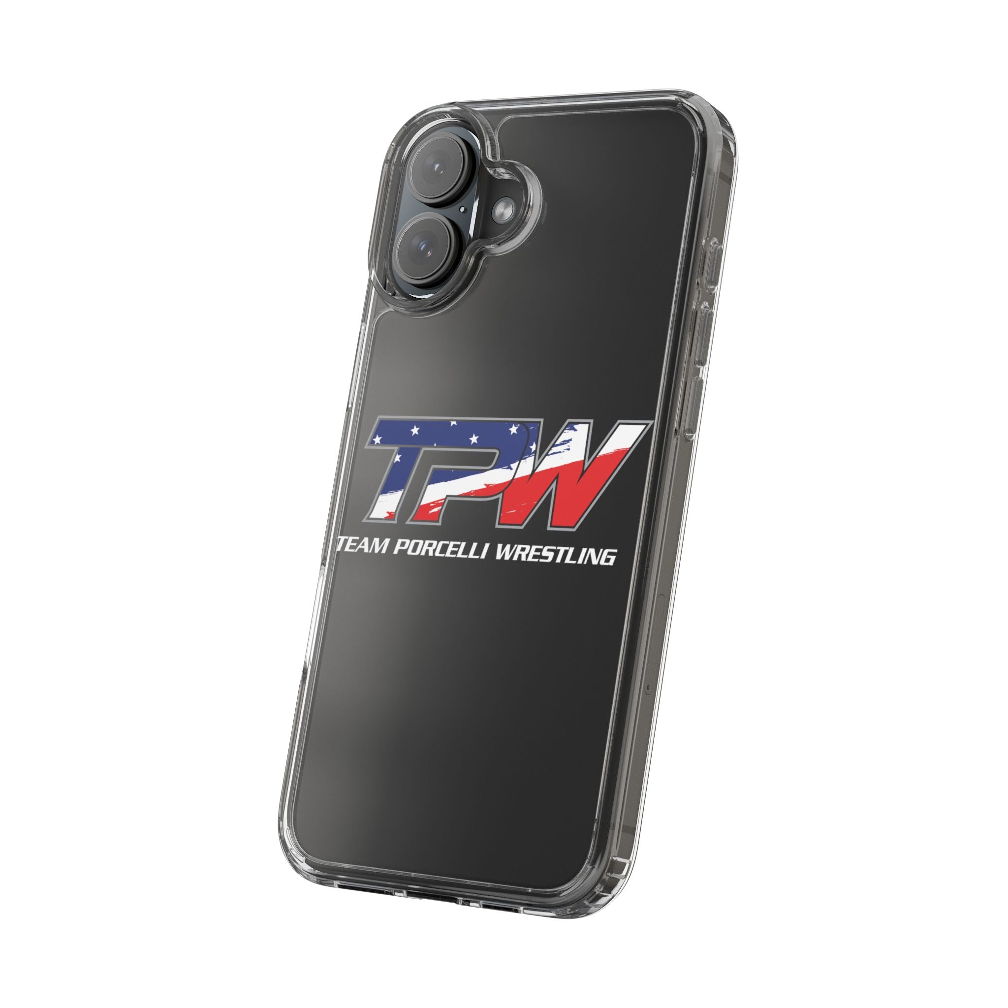 Team Porcelli Wrestling Clear Phone Case — TPN Logo with American Flag Accent