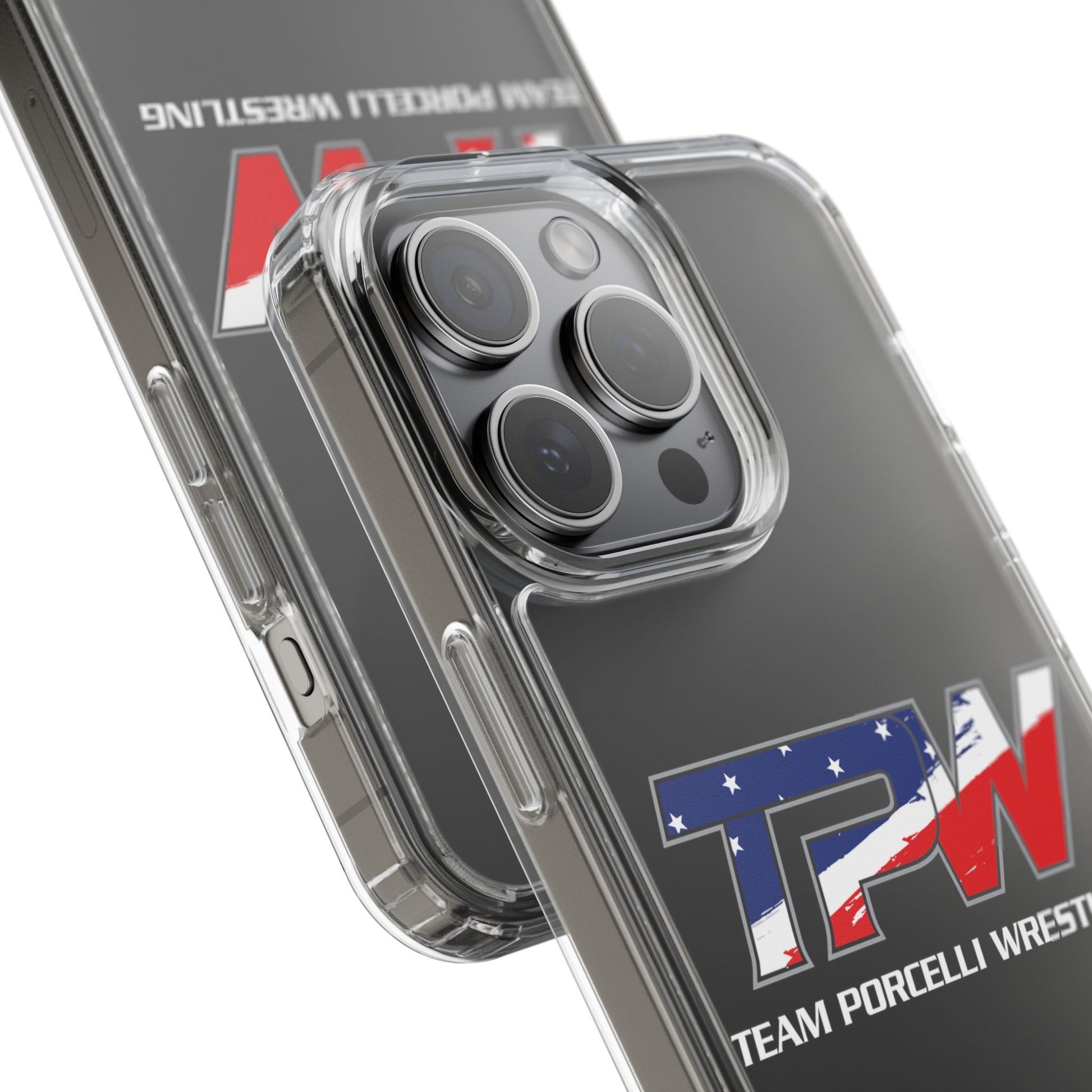 Team Porcelli Wrestling Clear Phone Case — TPN Logo with American Flag Accent
