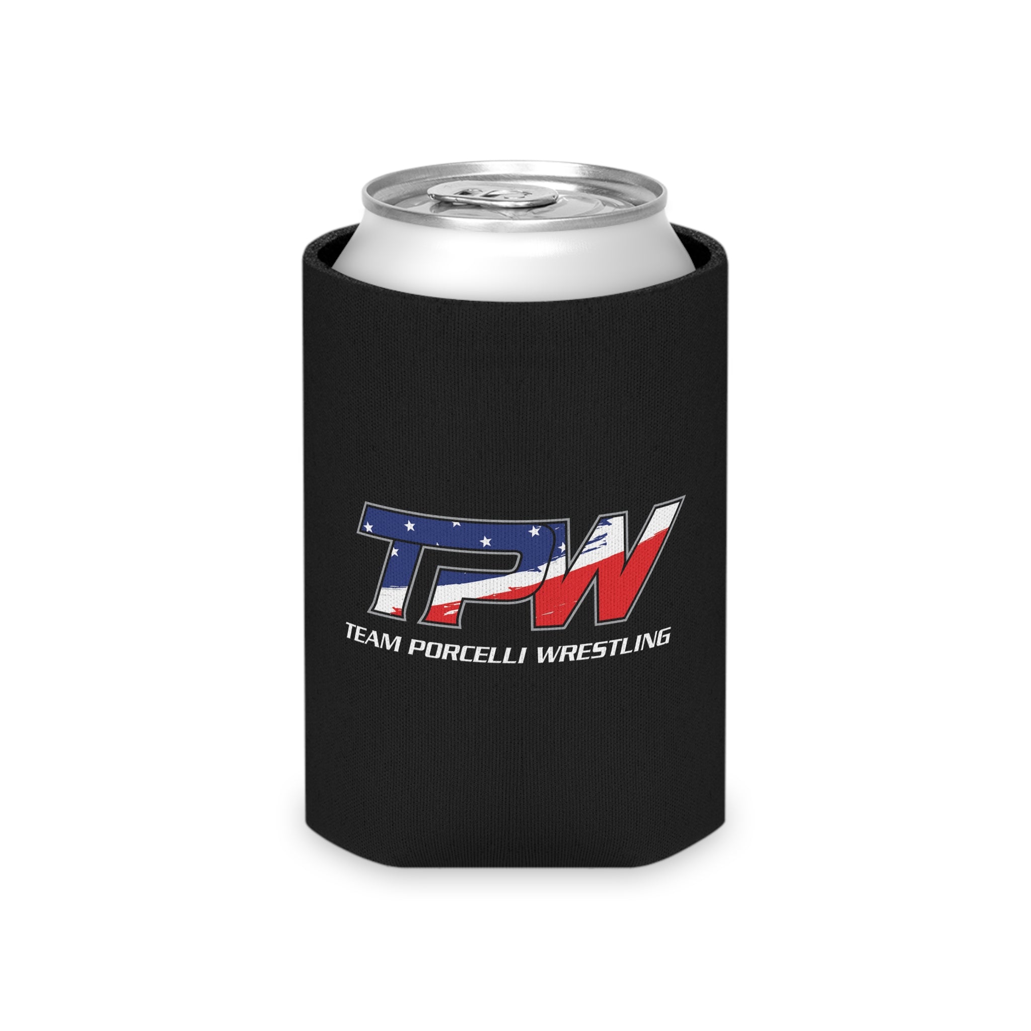 Team Porcelli Wrestling USA Flag Can Cooler - Insulated Beer Koozie
