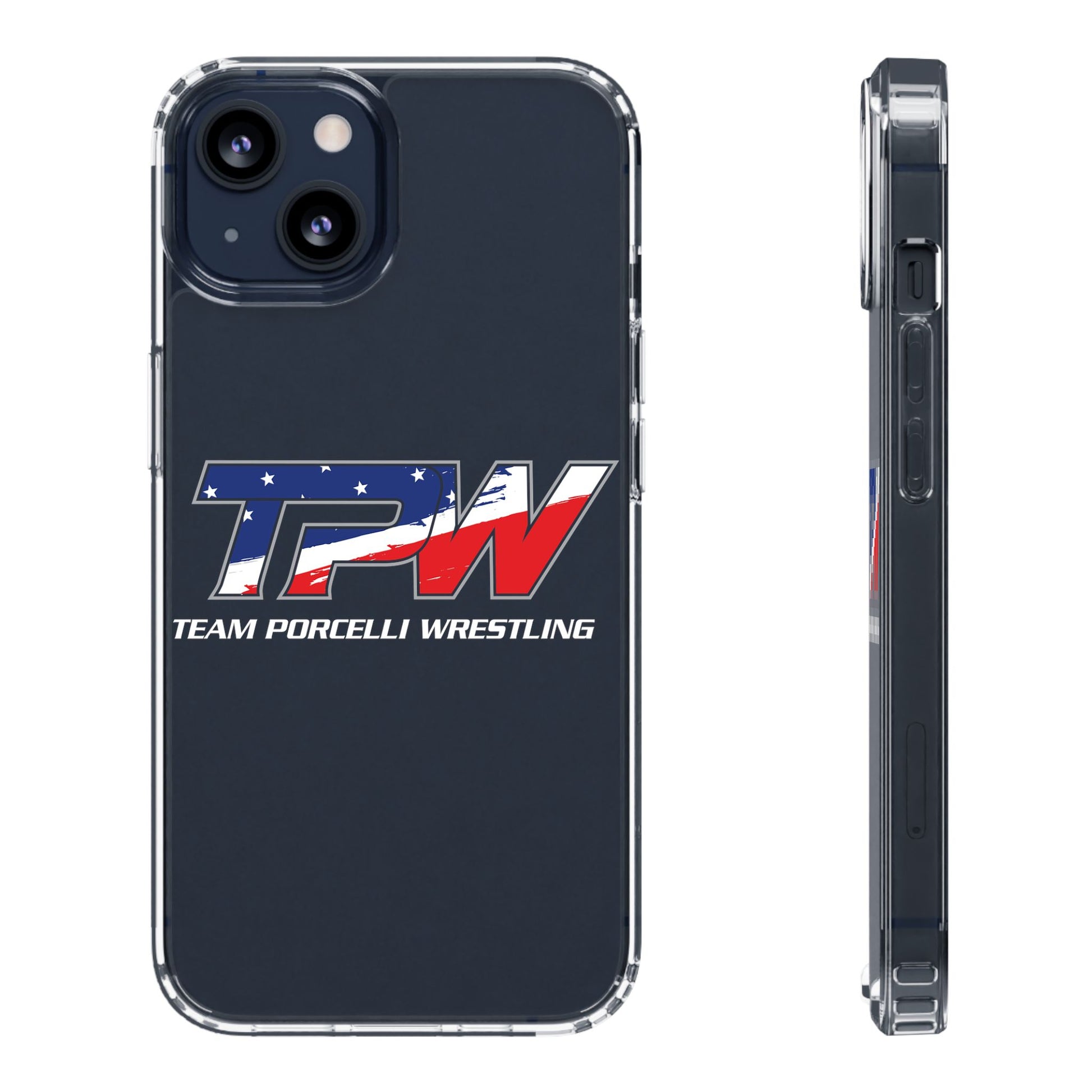 Team Porcelli Wrestling Clear Phone Case — TPN Logo with American Flag Accent