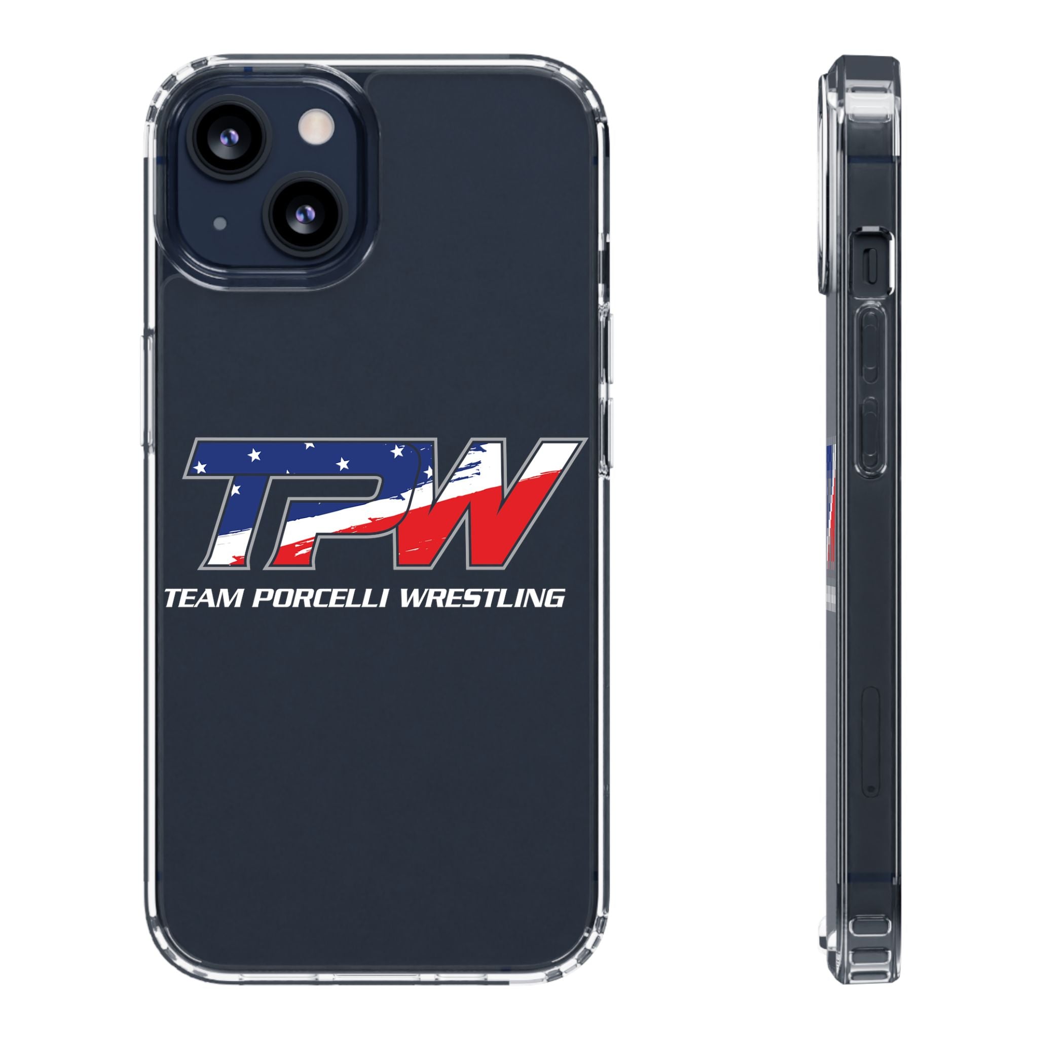 Team Porcelli Wrestling Clear Phone Case — TPN Logo with American Flag Accent