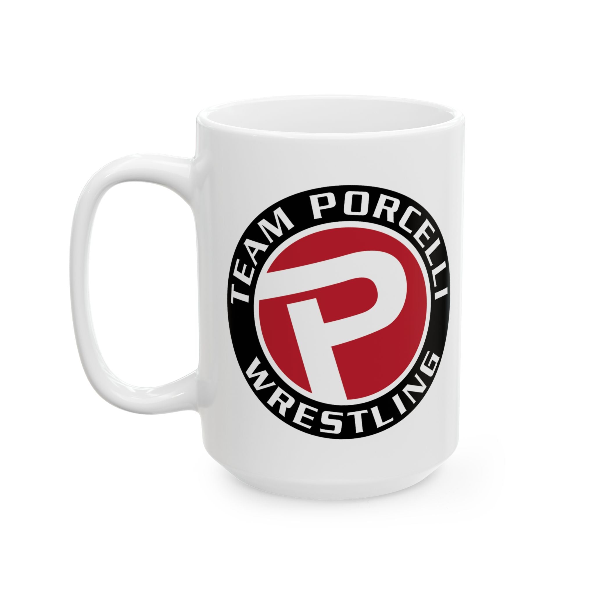 Team Porcelli Wrestling Ceramic Mug – Red Logo Coffee Cup (11oz & 15oz)