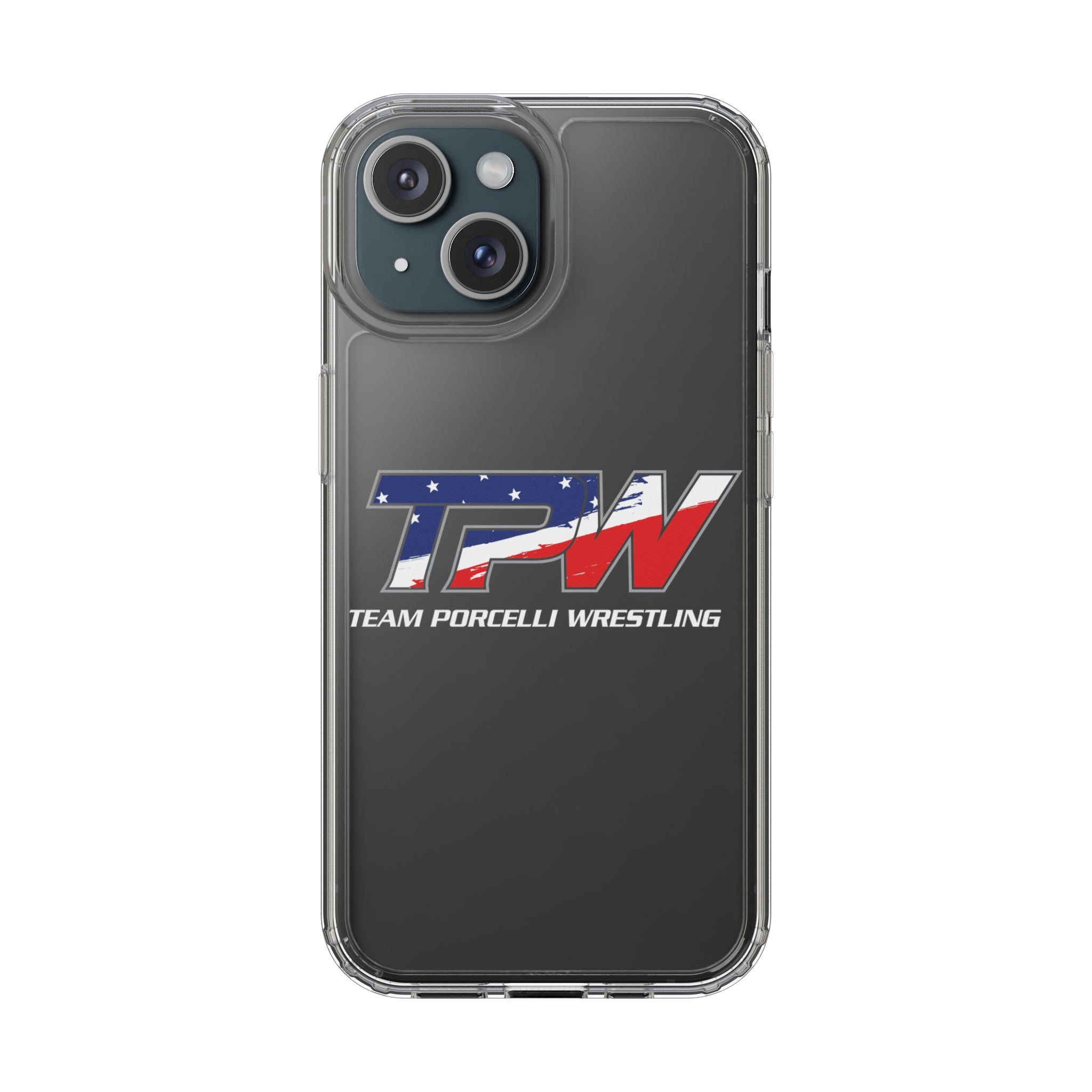 Team Porcelli Wrestling Clear Phone Case — TPN Logo with American Flag Accent