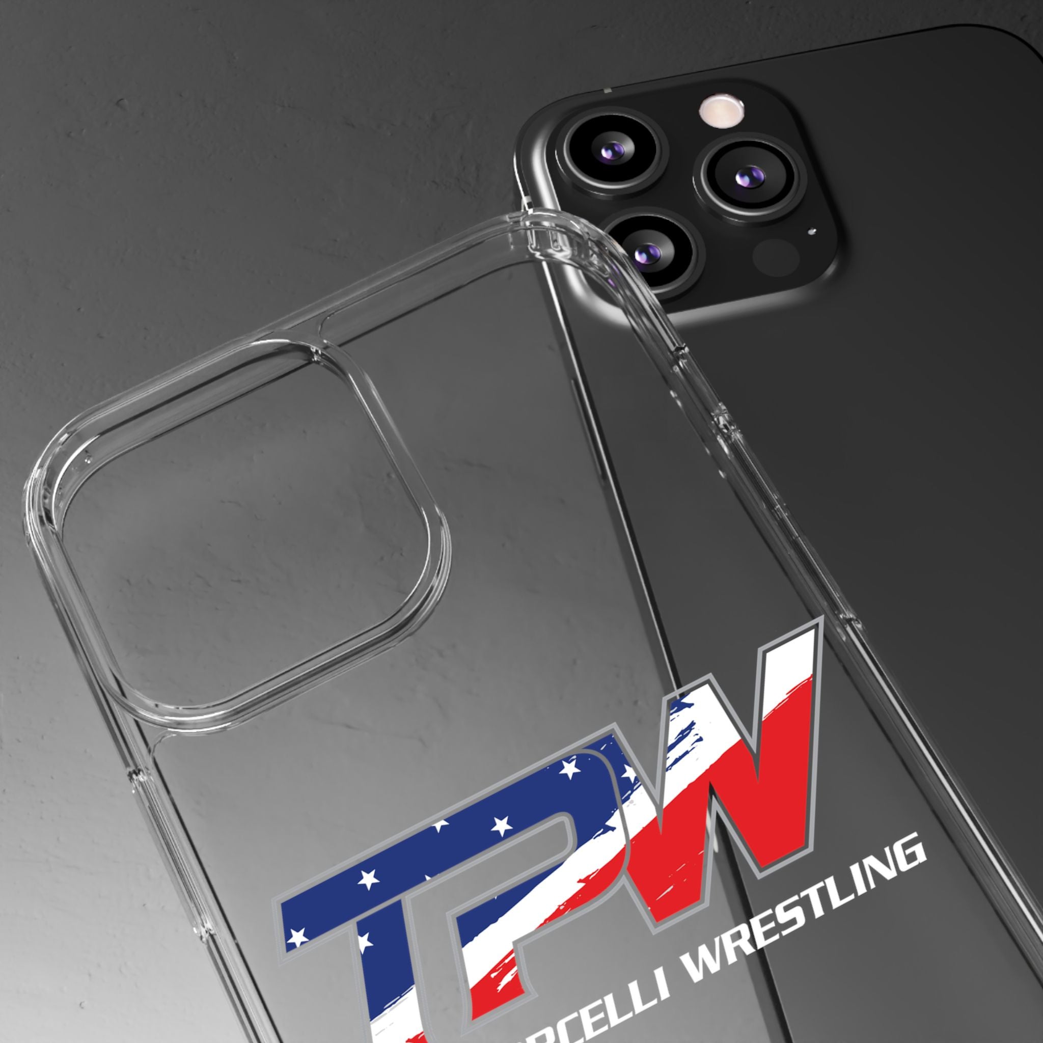 Team Porcelli Wrestling Clear Phone Case — TPN Logo with American Flag Accent