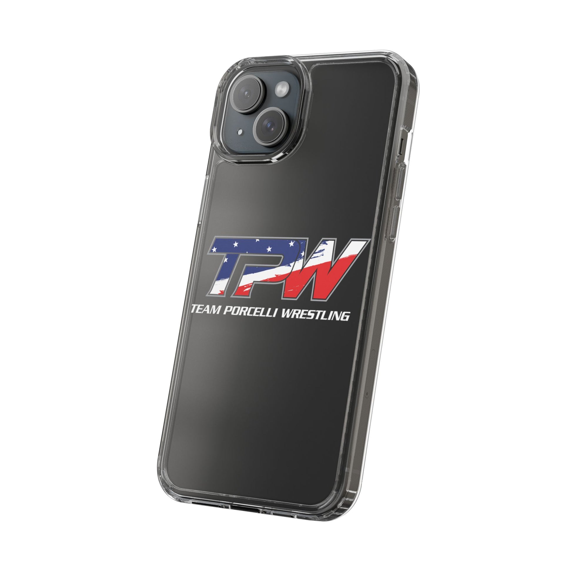 Team Porcelli Wrestling Clear Phone Case — TPN Logo with American Flag Accent