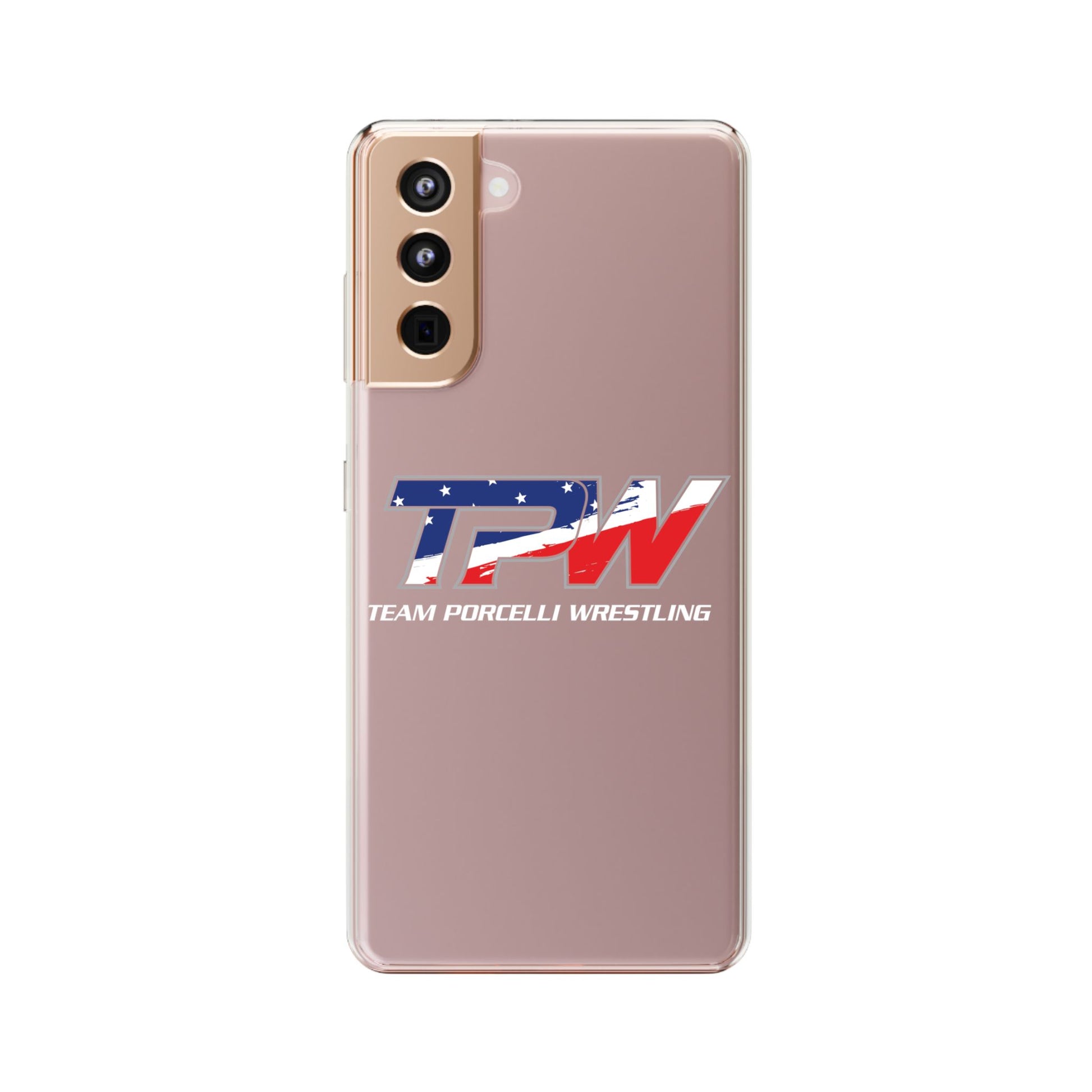 Team Porcelli Wrestling Clear Phone Case — TPN Logo with American Flag Accent