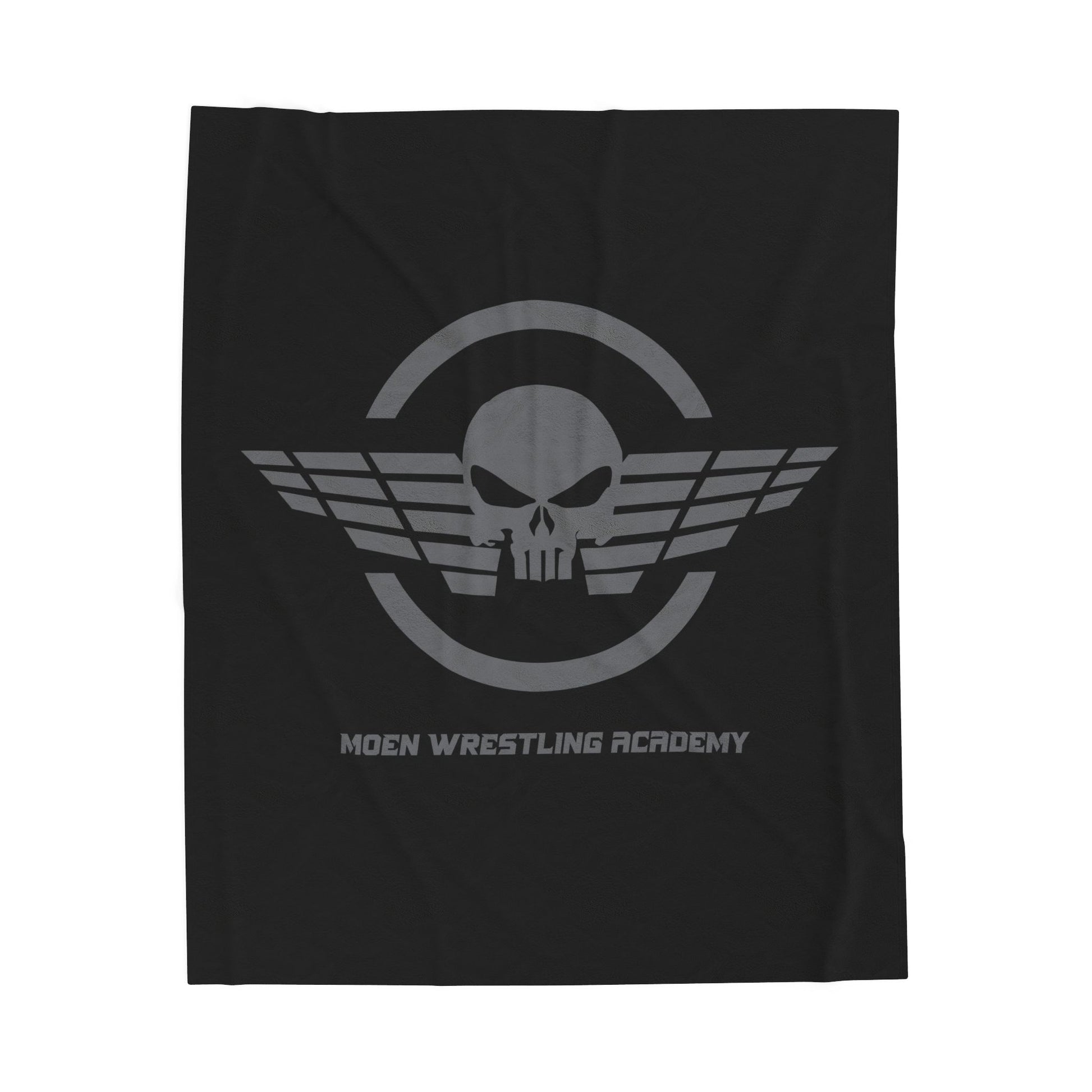 Moen Wrestling Academy Skull Logo Plush Throw Blanket