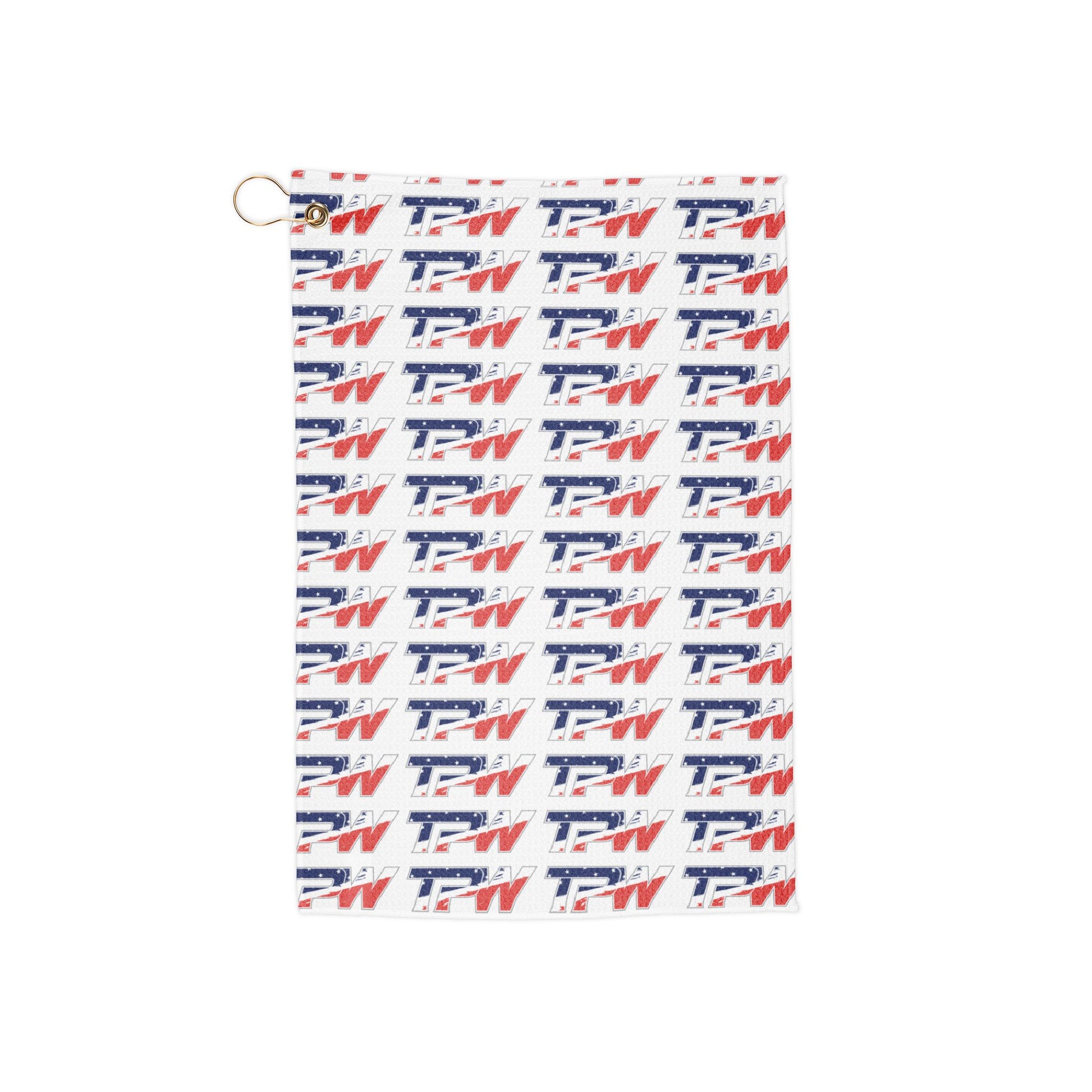 Porcelli Golf Towel — Red, White & Blue Club Towel with Clip