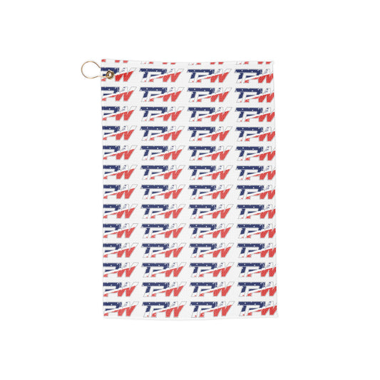 Porcelli Golf Towel — Red, White & Blue Club Towel with Clip