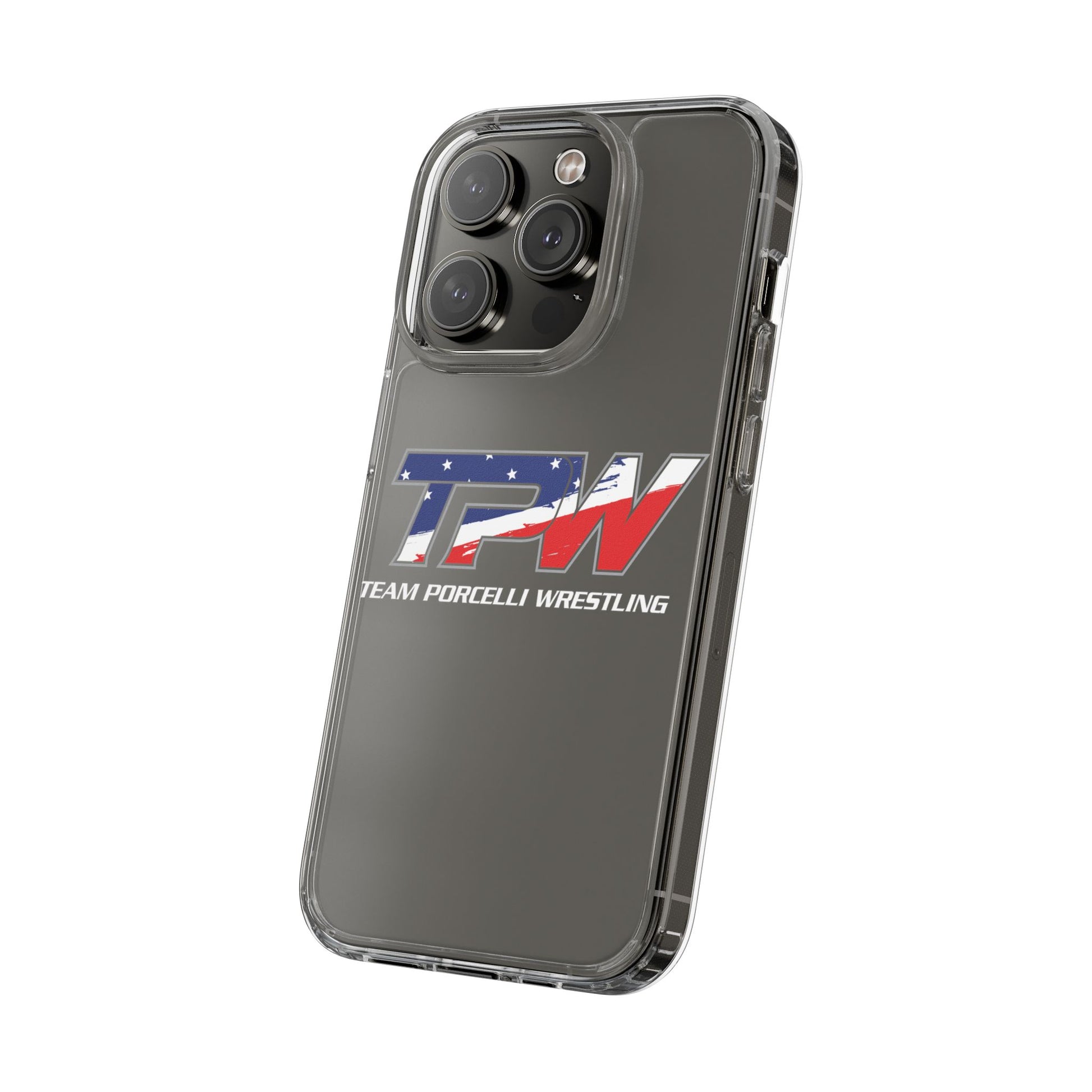 Team Porcelli Wrestling Clear Phone Case — TPN Logo with American Flag Accent