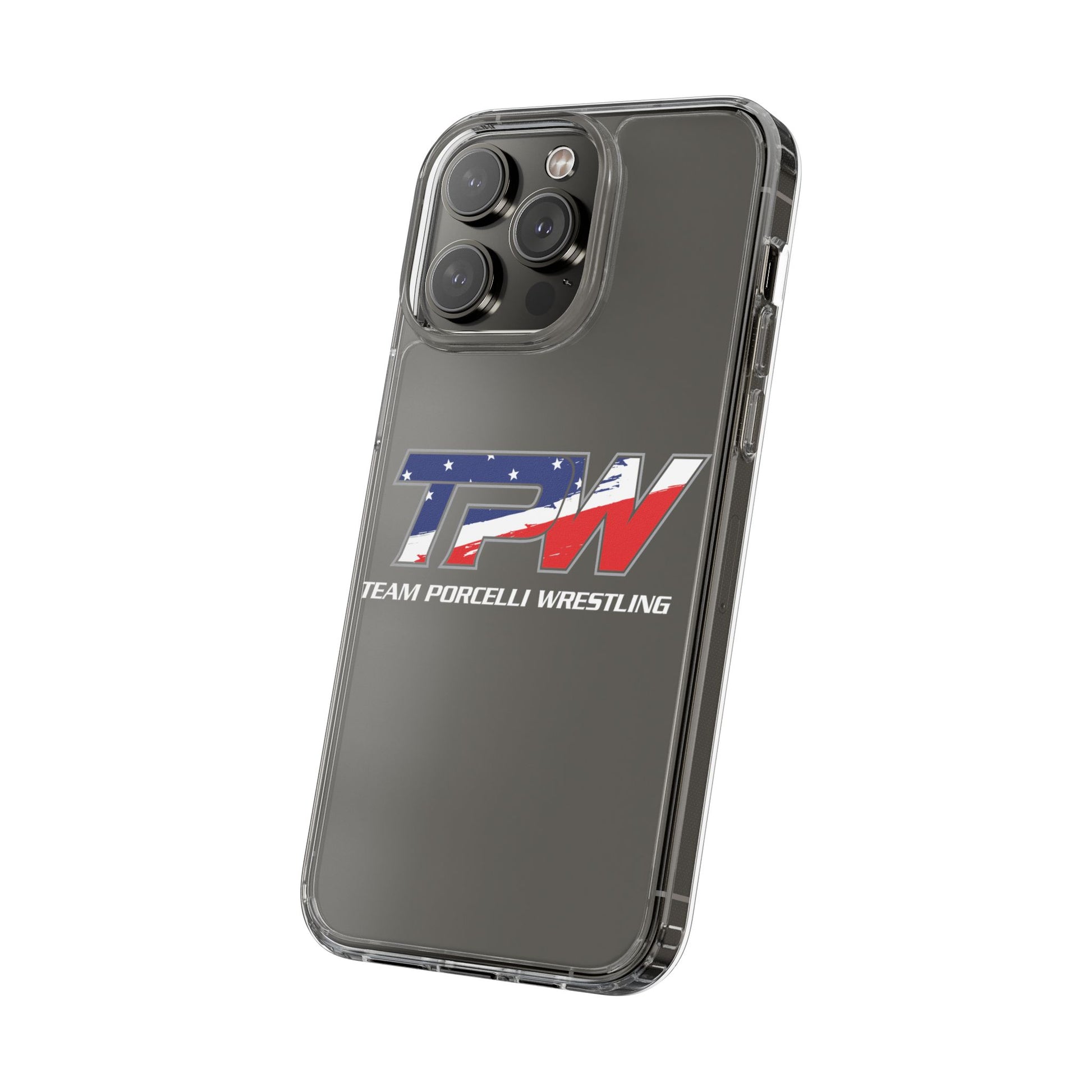Team Porcelli Wrestling Clear Phone Case — TPN Logo with American Flag Accent