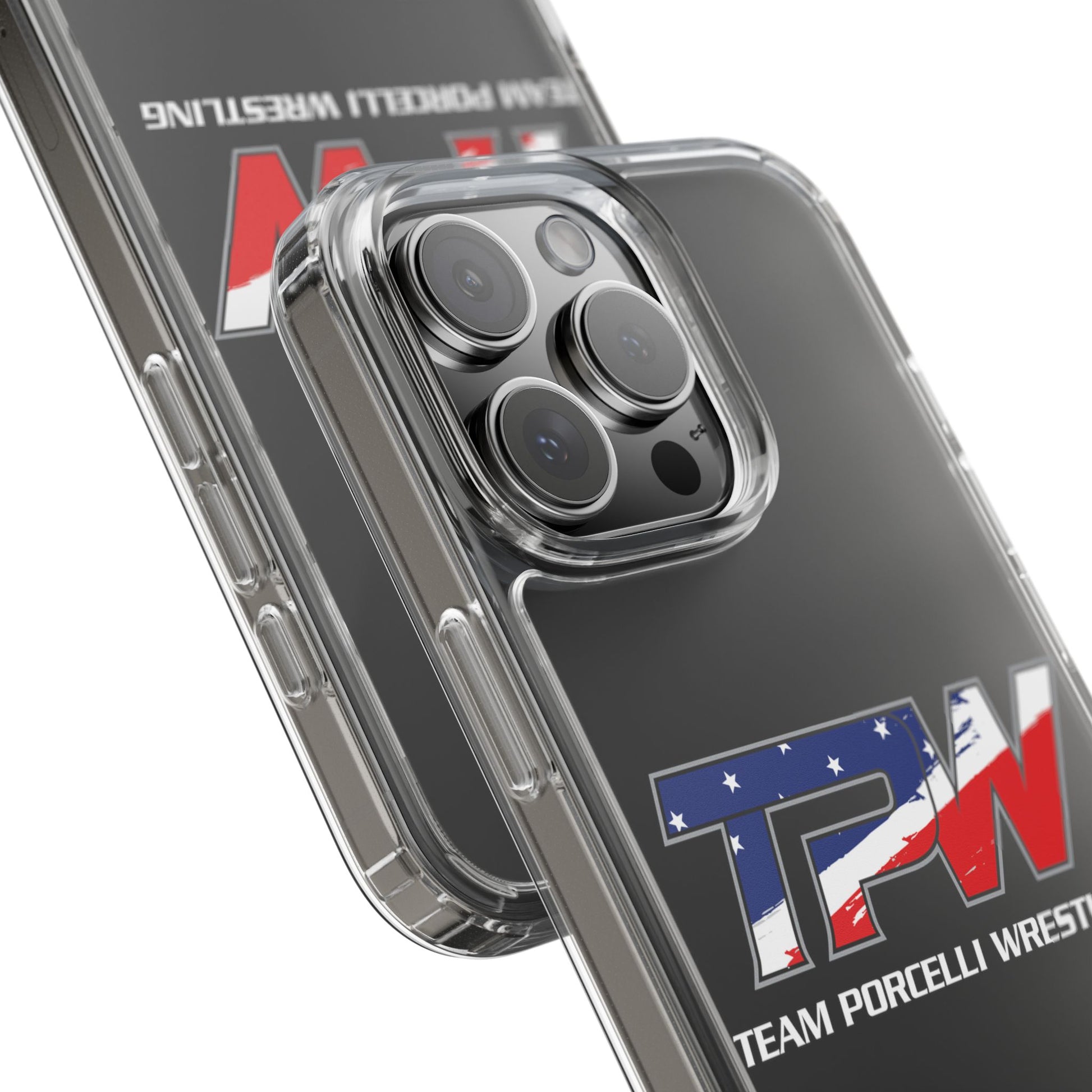 Team Porcelli Wrestling Clear Phone Case — TPN Logo with American Flag Accent