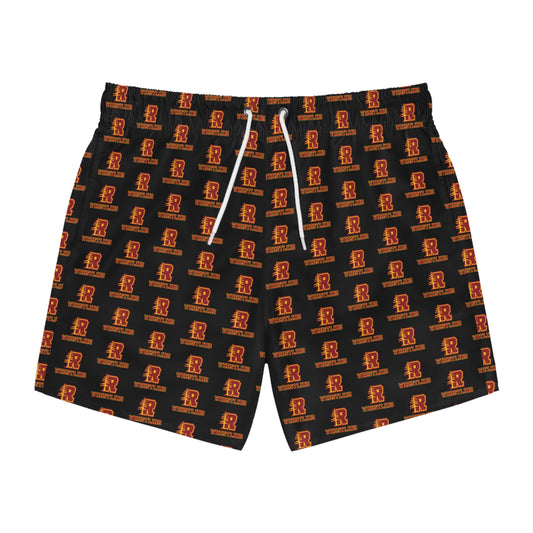 Redwoods Swim Trunks — All-Over Print Vintage Letterman Beach Shorts