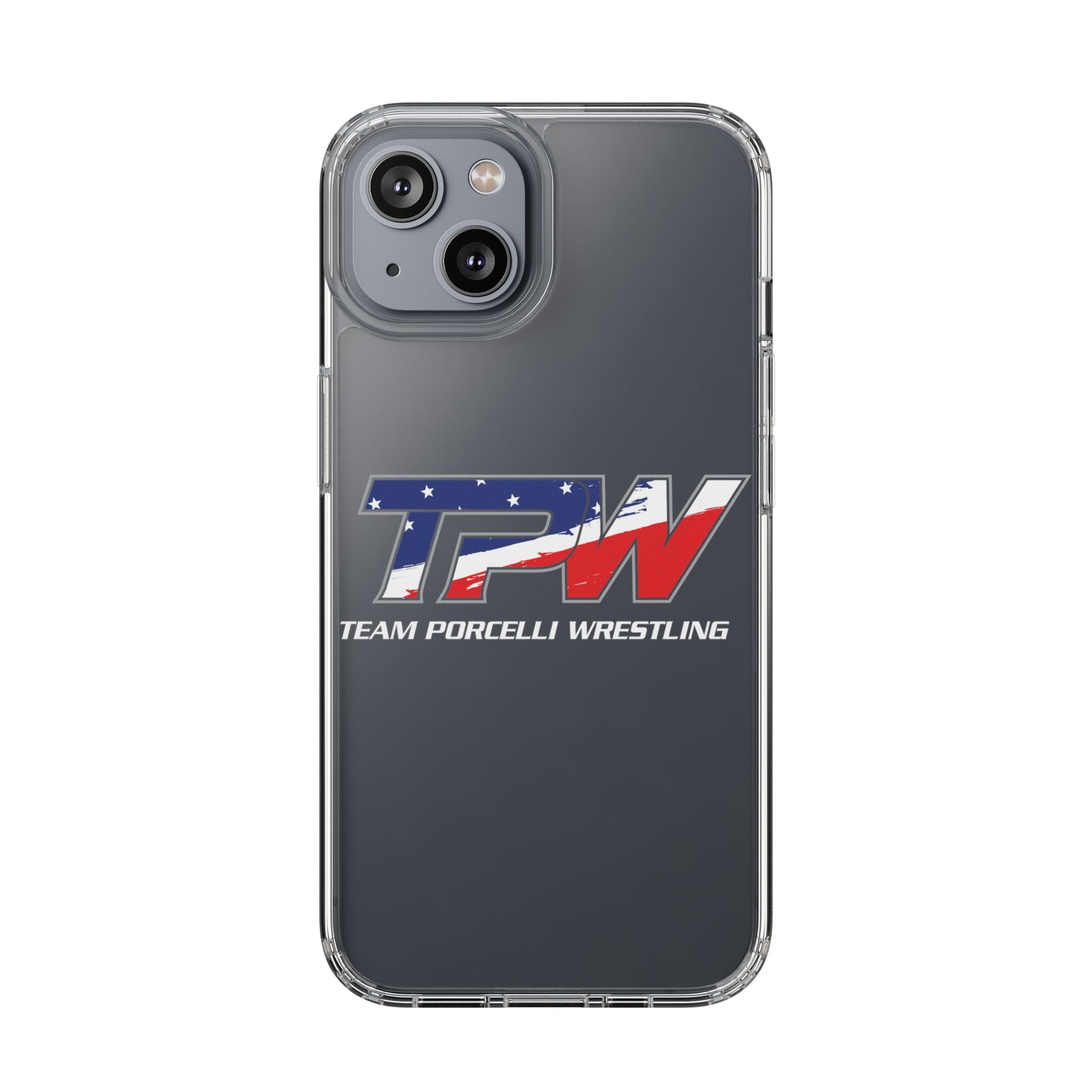 Team Porcelli Wrestling Clear Phone Case — TPN Logo with American Flag Accent