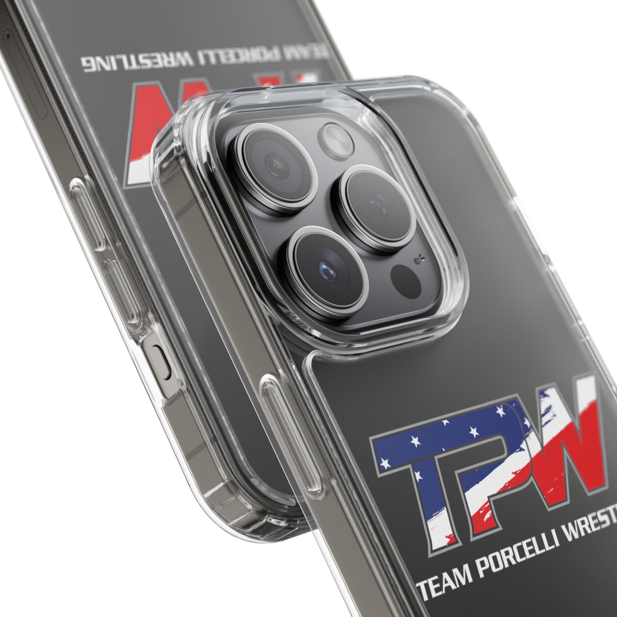 Team Porcelli Wrestling Clear Phone Case — TPN Logo with American Flag Accent