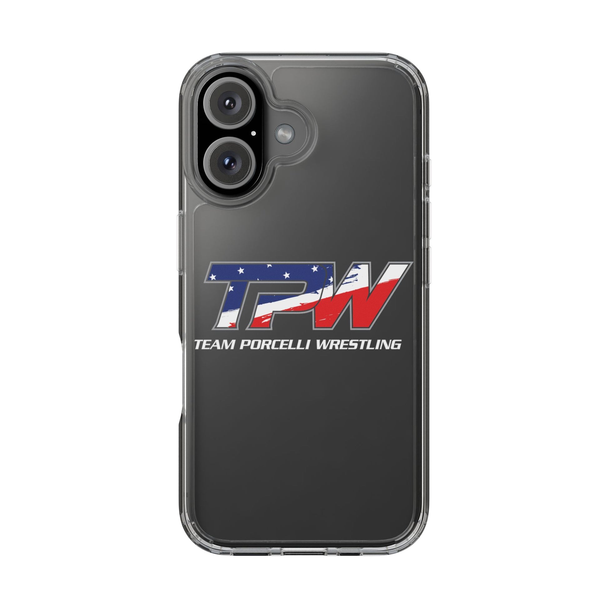 Team Porcelli Wrestling Clear Phone Case — TPN Logo with American Flag Accent