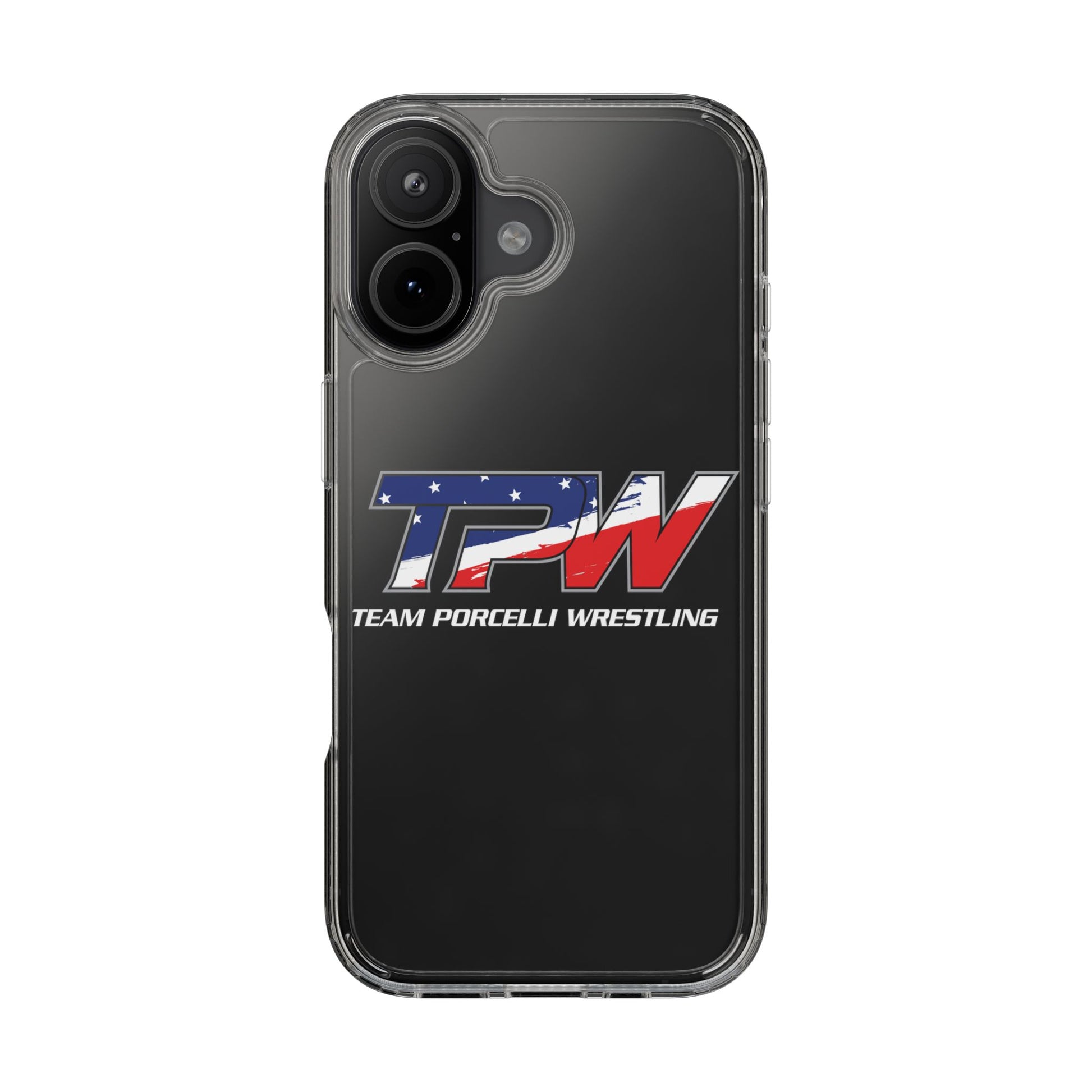 Team Porcelli Wrestling Clear Phone Case — TPN Logo with American Flag Accent