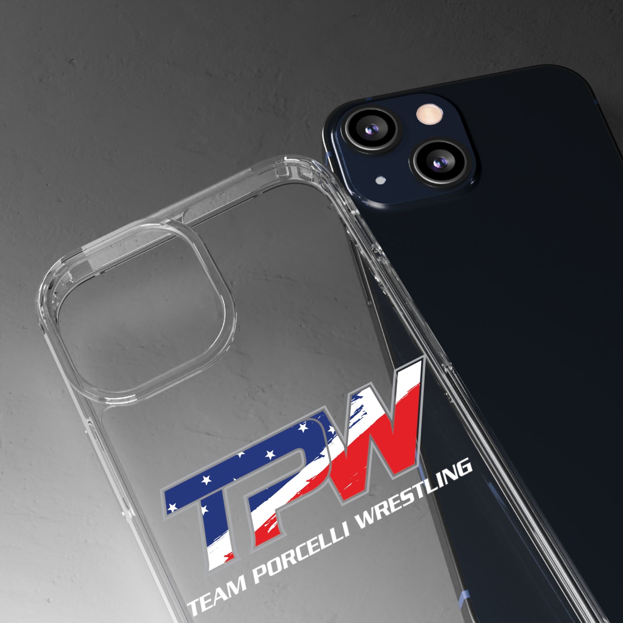 Team Porcelli Wrestling Clear Phone Case — TPN Logo with American Flag Accent