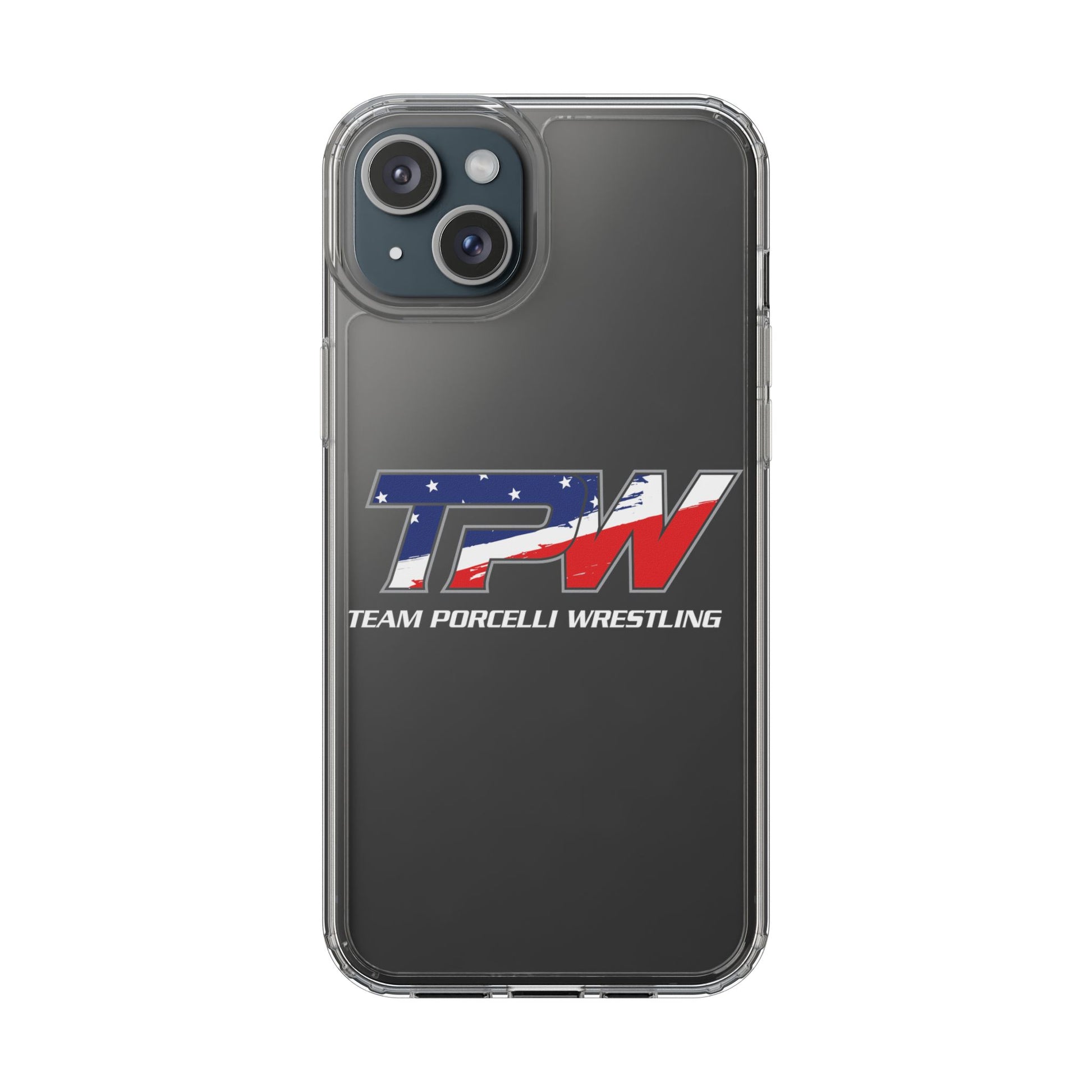 Team Porcelli Wrestling Clear Phone Case — TPN Logo with American Flag Accent