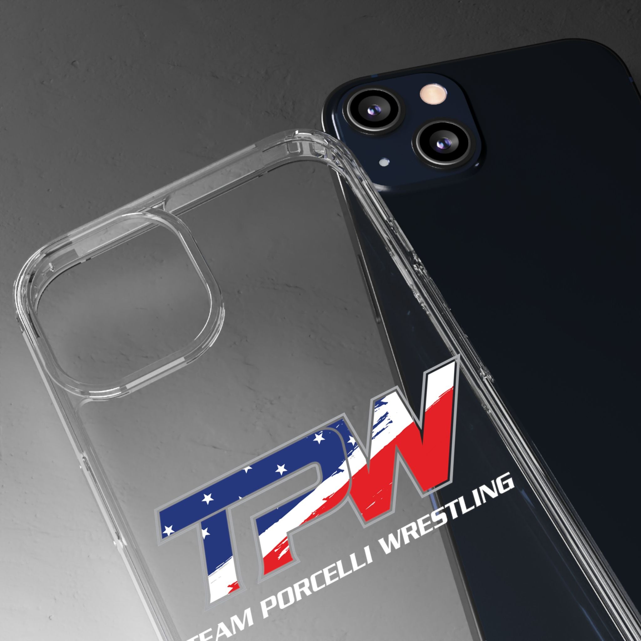 Team Porcelli Wrestling Clear Phone Case — TPN Logo with American Flag Accent