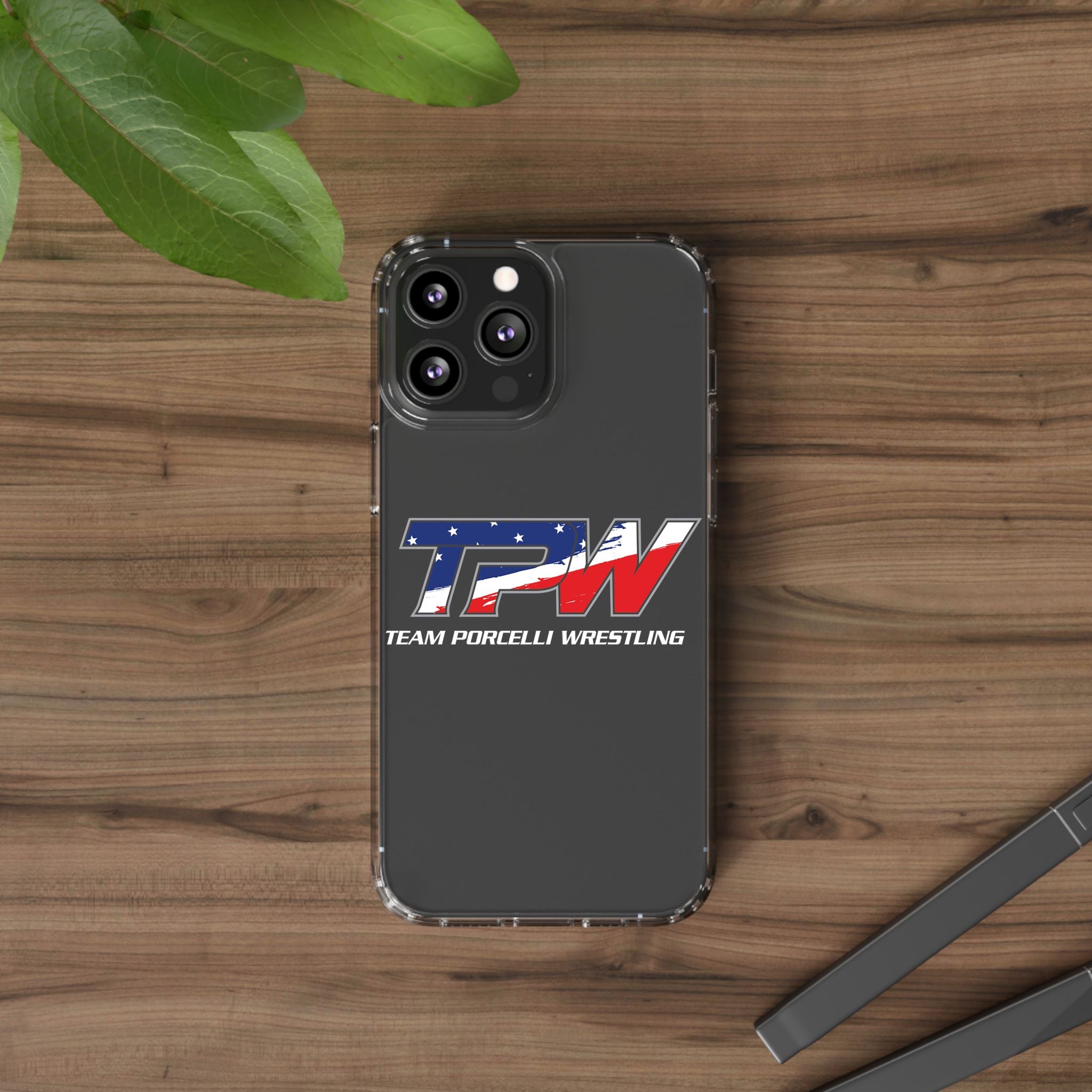 Team Porcelli Wrestling Clear Phone Case — TPN Logo with American Flag Accent