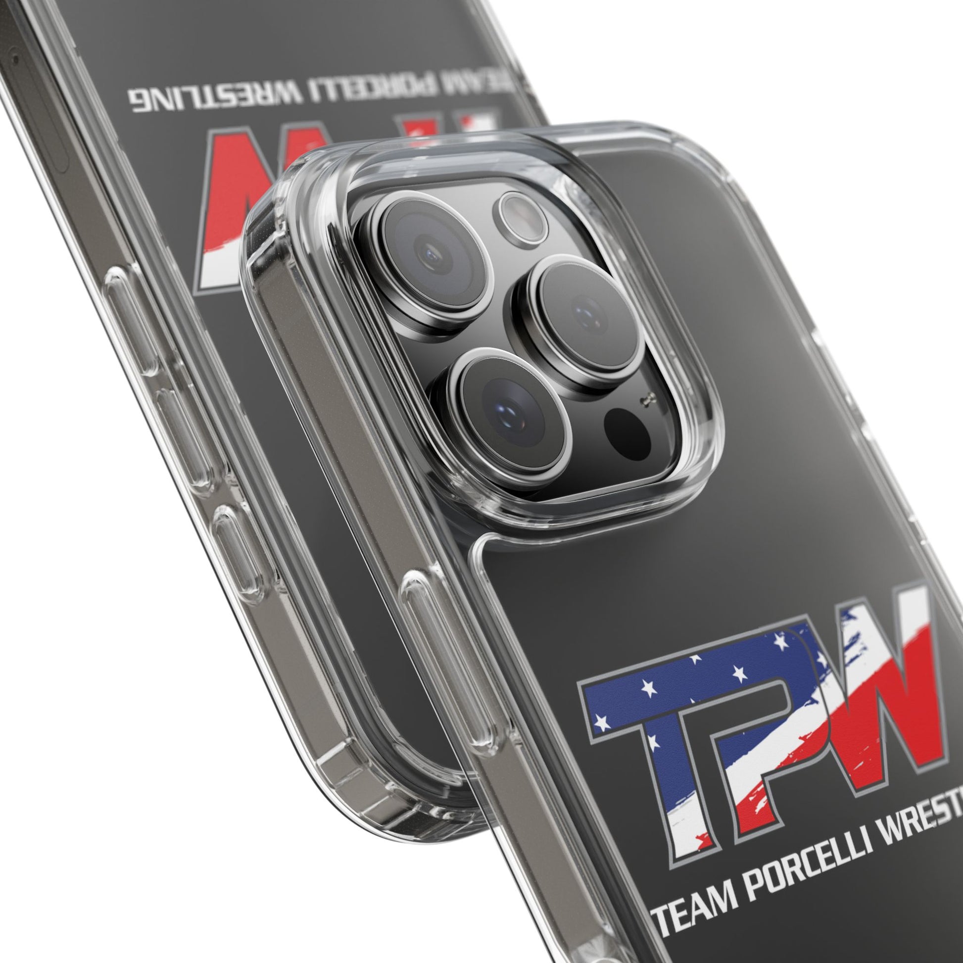 Team Porcelli Wrestling Clear Phone Case — TPN Logo with American Flag Accent