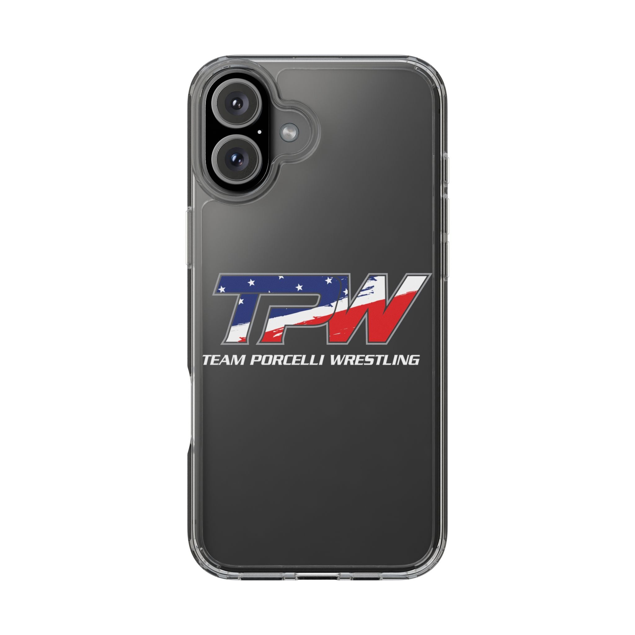 Team Porcelli Wrestling Clear Phone Case — TPN Logo with American Flag Accent
