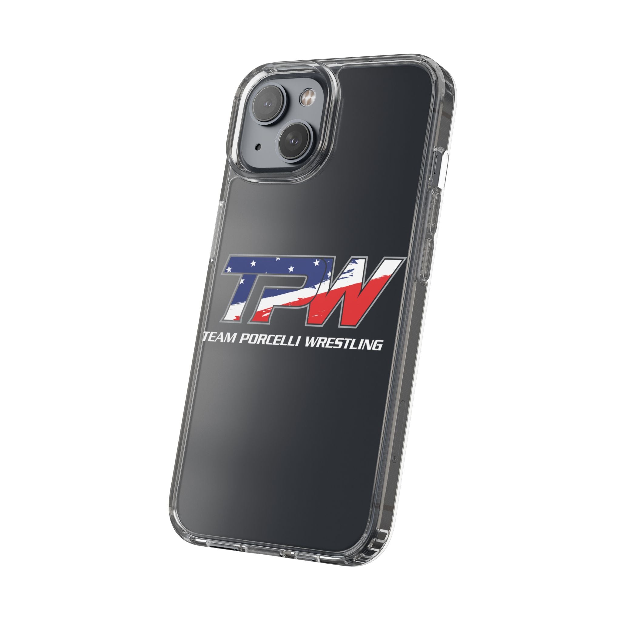 Team Porcelli Wrestling Clear Phone Case — TPN Logo with American Flag Accent