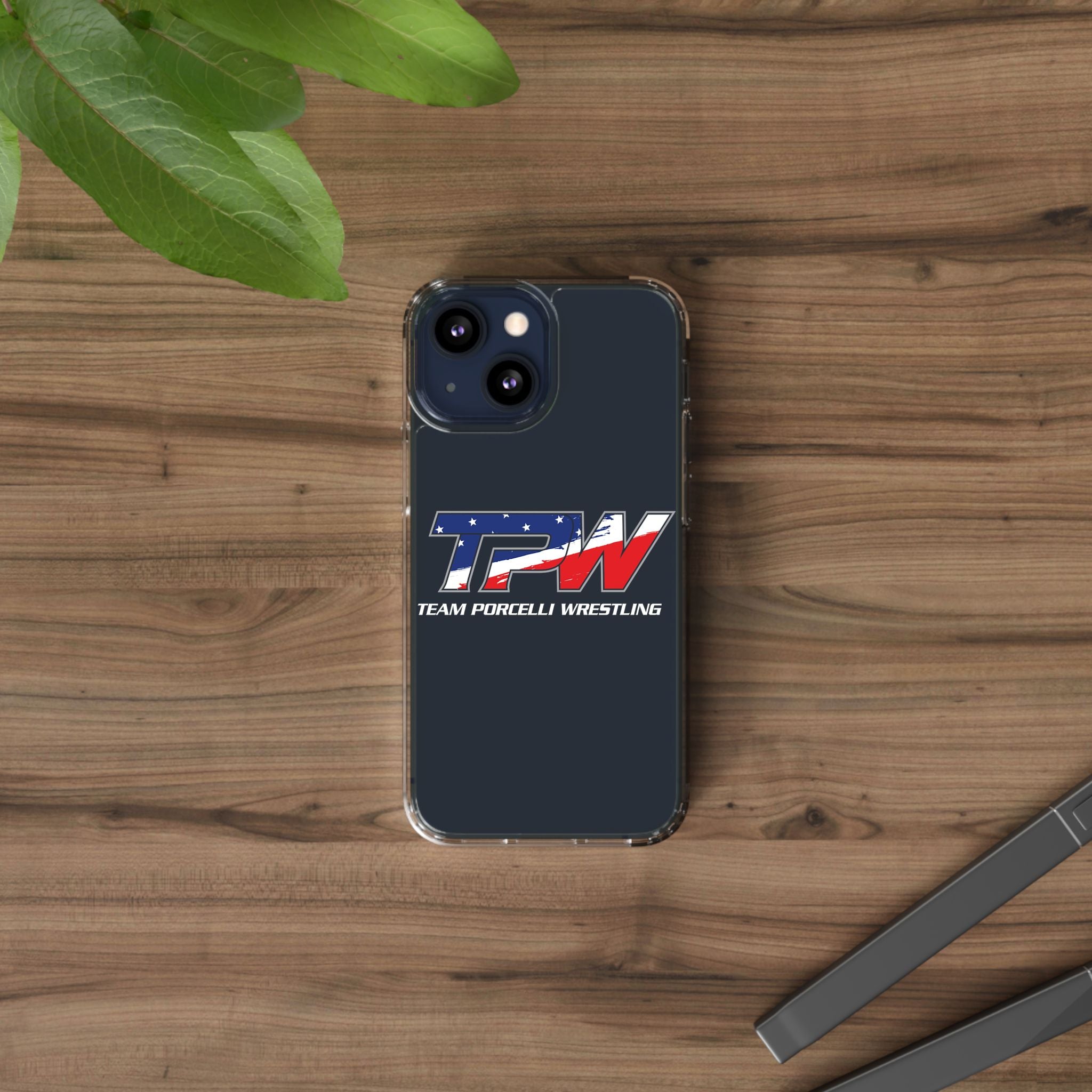 Team Porcelli Wrestling Clear Phone Case — TPN Logo with American Flag Accent