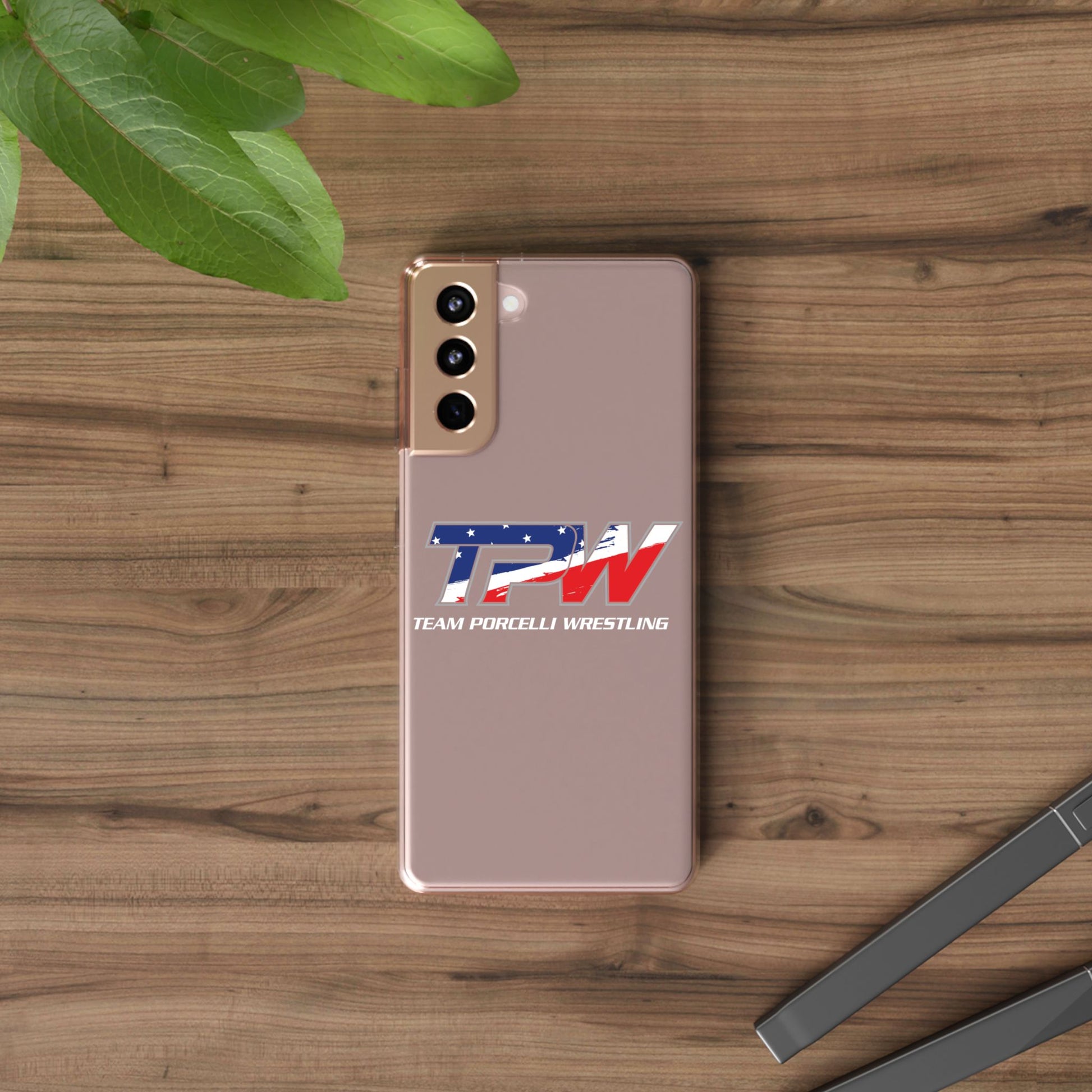 Team Porcelli Wrestling Clear Phone Case — TPN Logo with American Flag Accent