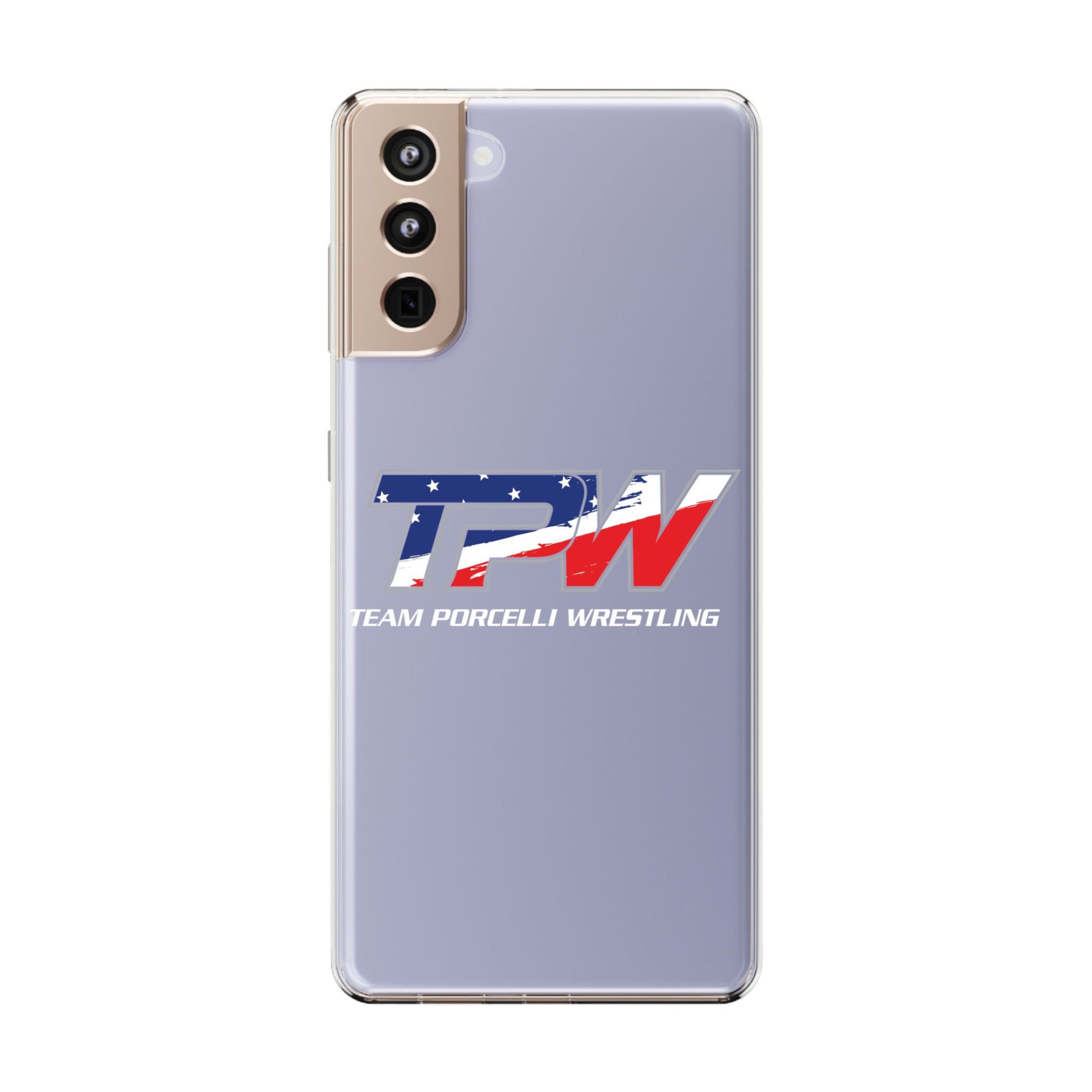 Team Porcelli Wrestling Clear Phone Case — TPN Logo with American Flag Accent