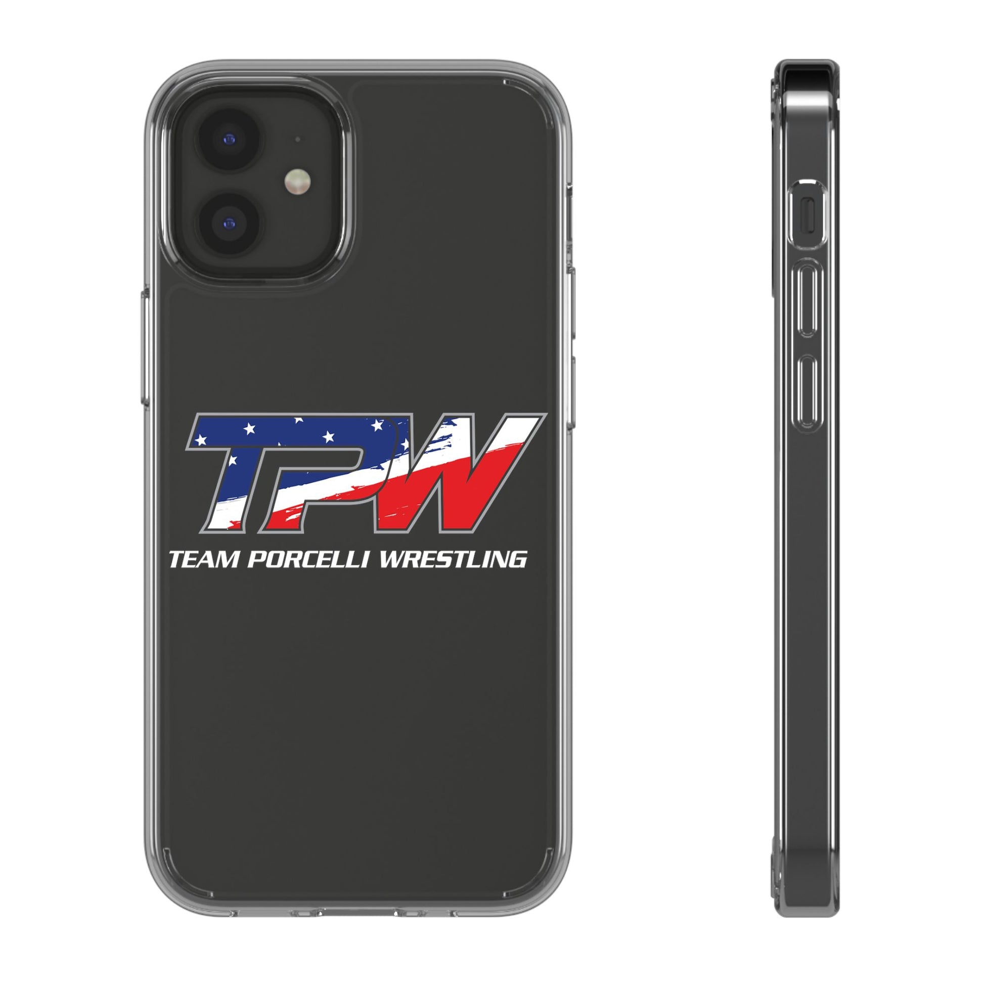 Team Porcelli Wrestling Clear Phone Case — TPN Logo with American Flag Accent