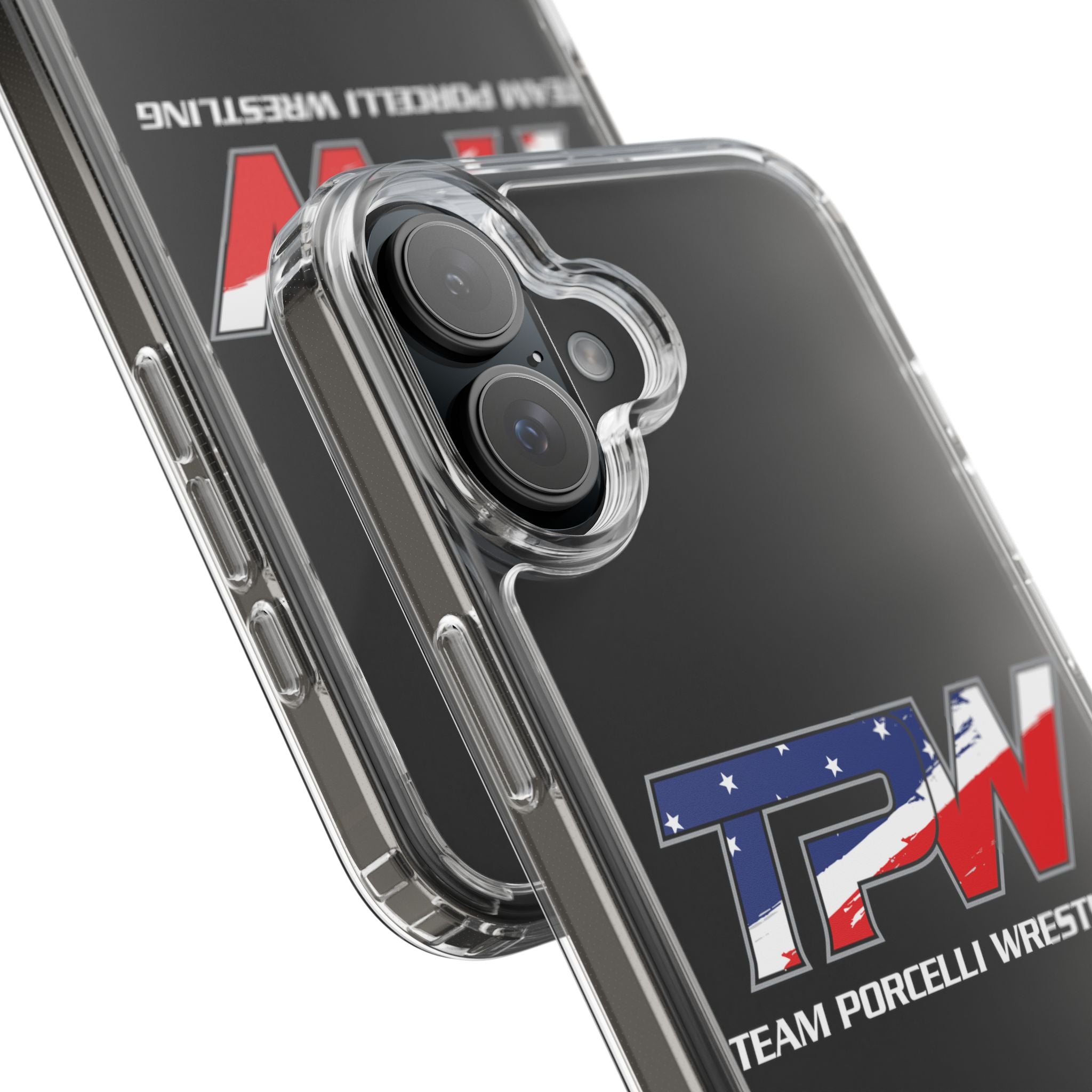 Team Porcelli Wrestling Clear Phone Case — TPN Logo with American Flag Accent