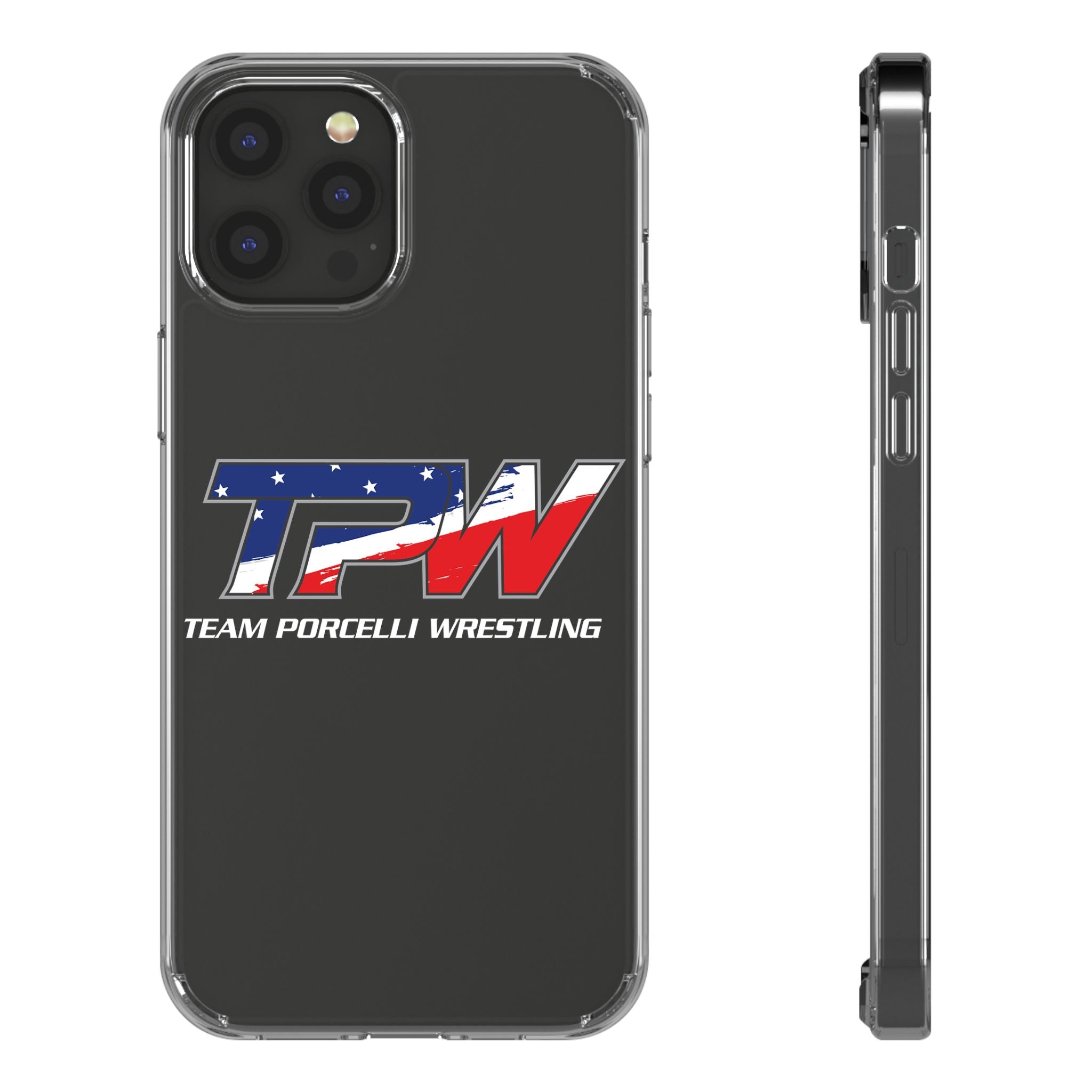 Team Porcelli Wrestling Clear Phone Case — TPN Logo with American Flag Accent
