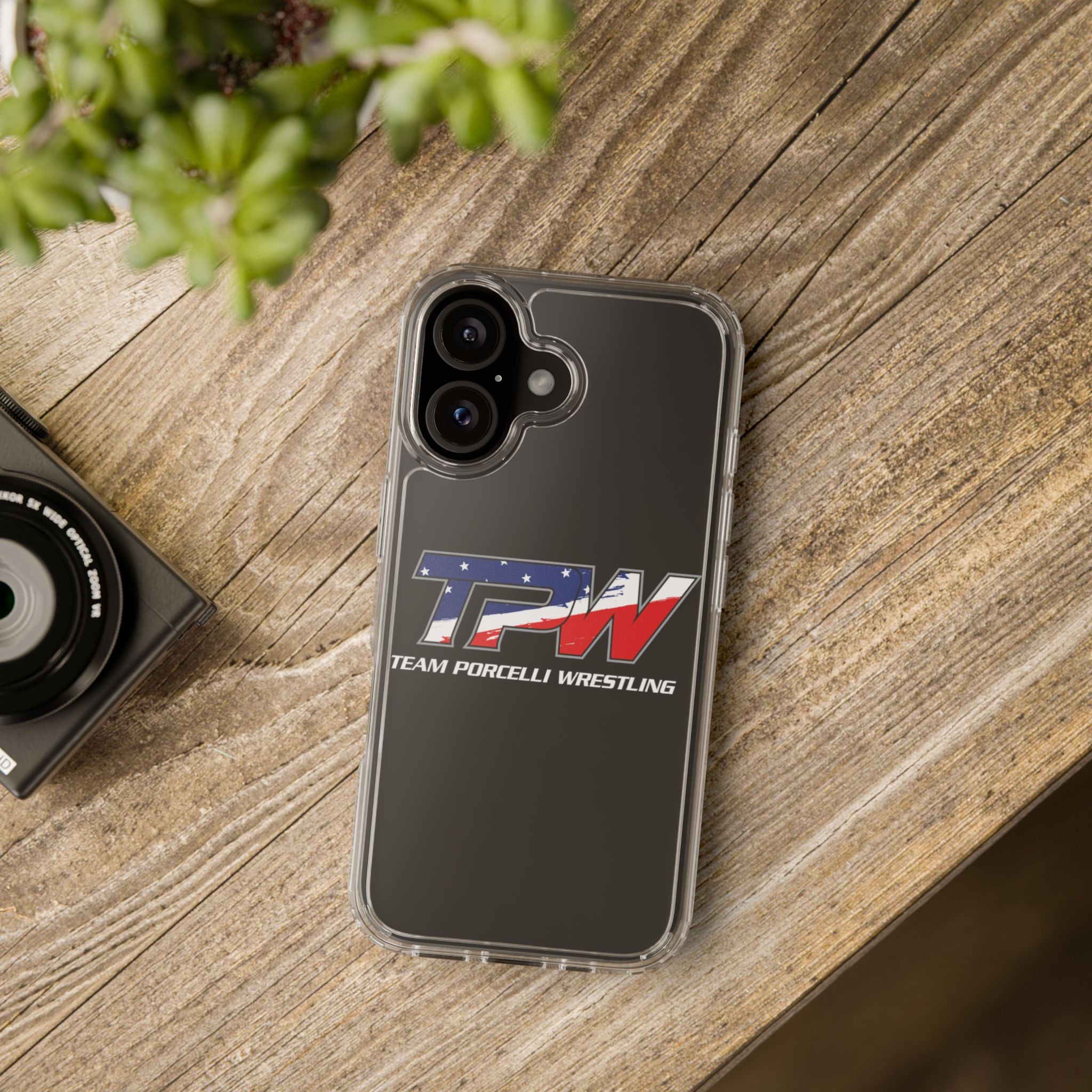 Team Porcelli Wrestling Clear Phone Case — TPN Logo with American Flag Accent